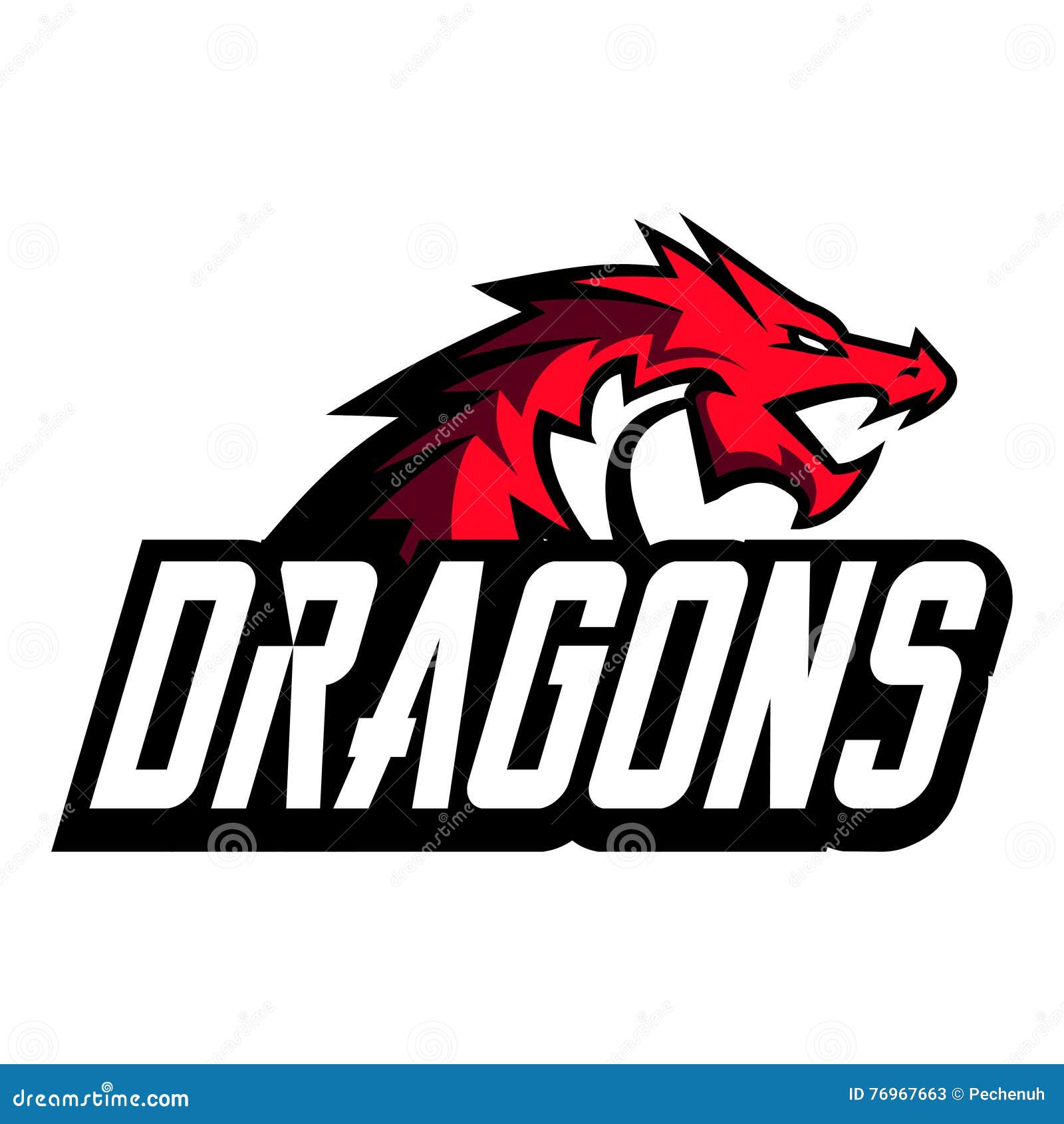 Creative Dragon Logo Concept. Sport Mascot Design. College League ...