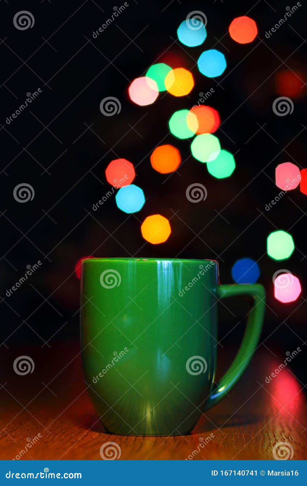 creative effect cup. as if bokeh circles fly out of it.