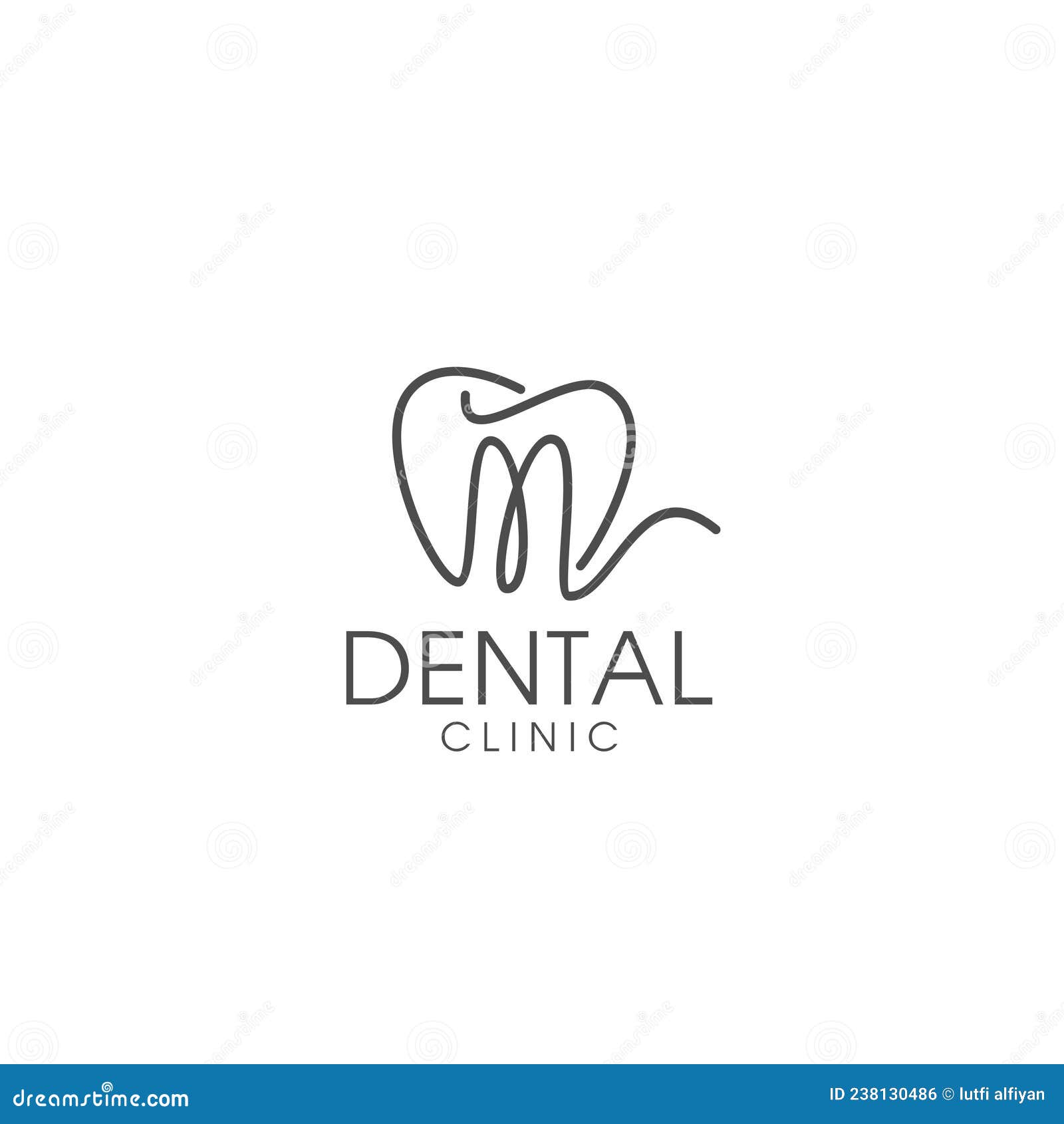 Creative and Elegant of Line Art Letter M Dental Clinic Logo Concept