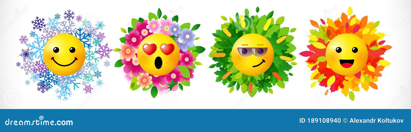 Emoji seasons icon set stock vector. Illustration of hello 189108940