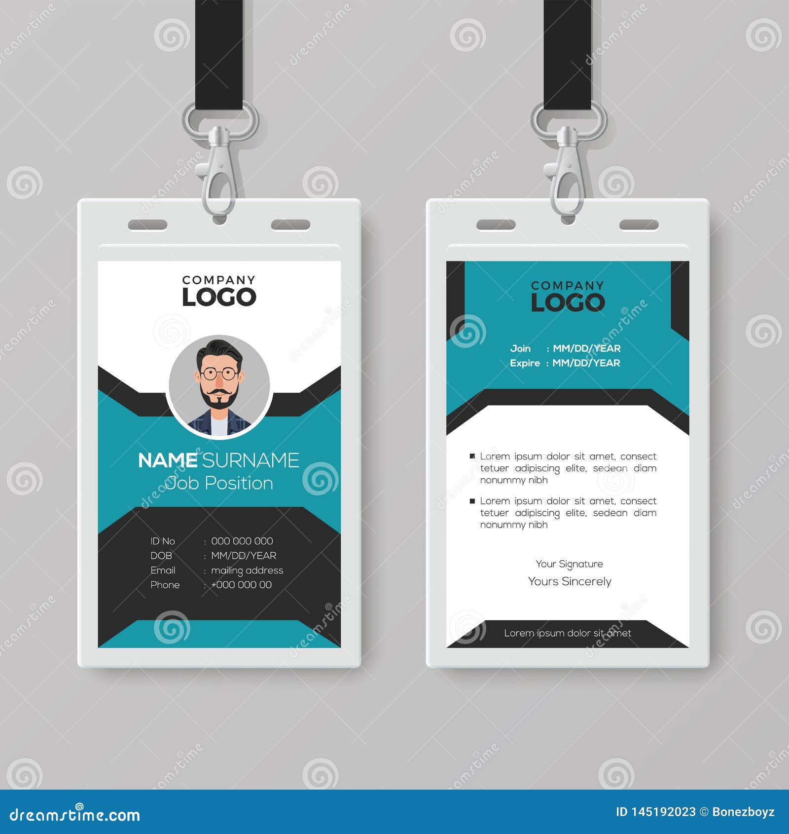 Employee Identification Card Template Free Download from thumbs.dreamstime.com