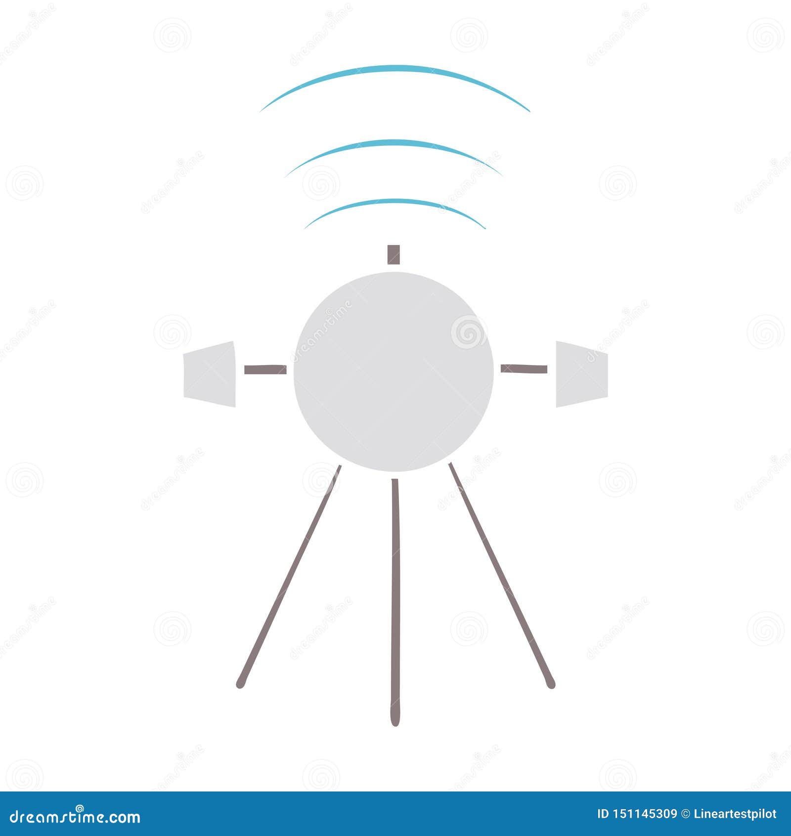 A Creative Flat Color Retro Cartoon Satellite Stock Vector