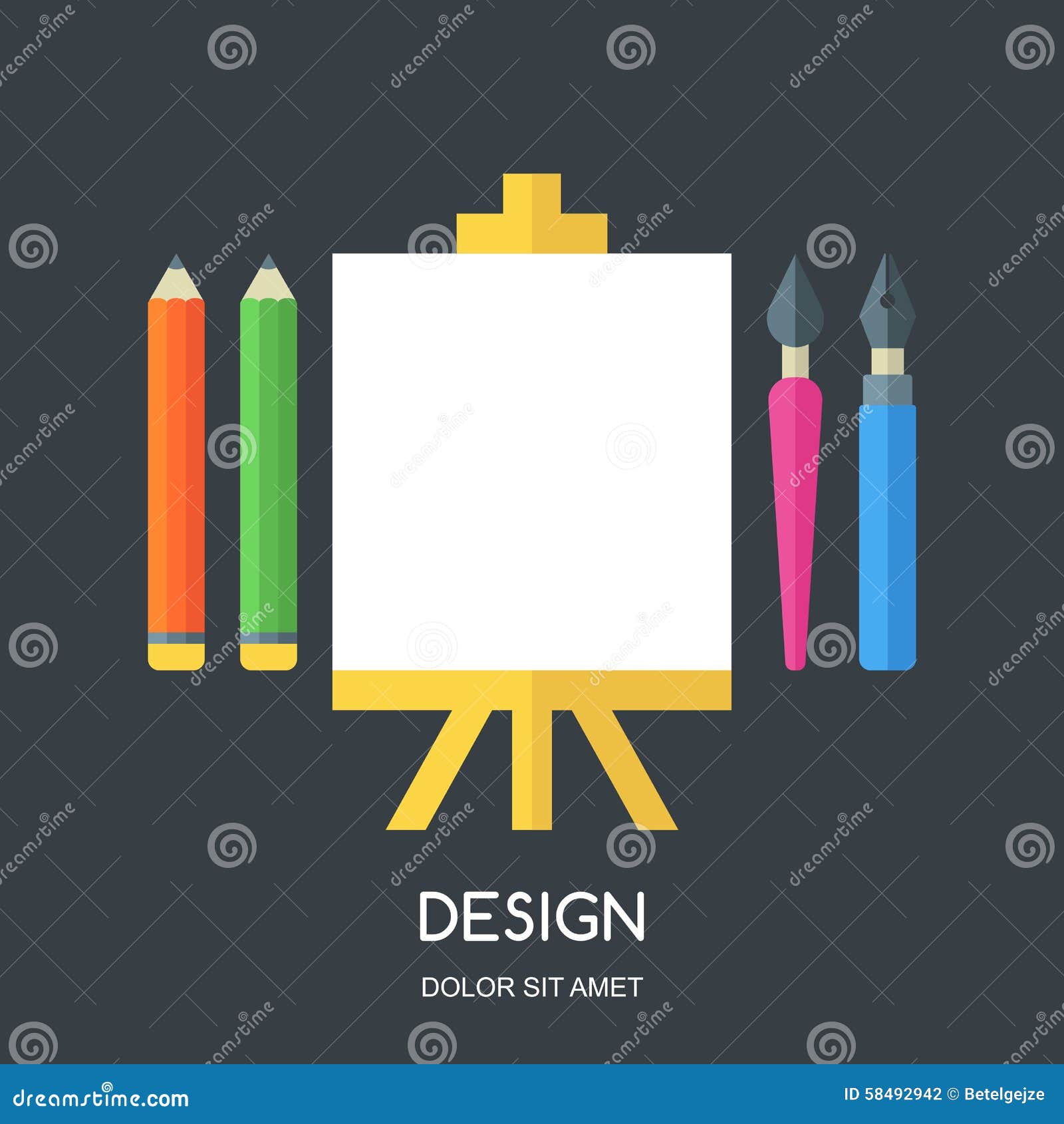 Creative Flat Illustration Of Tools And Art Supplies For Design Stock Creative Flat Illustration Of Tools And Art Supplies For Design Stock