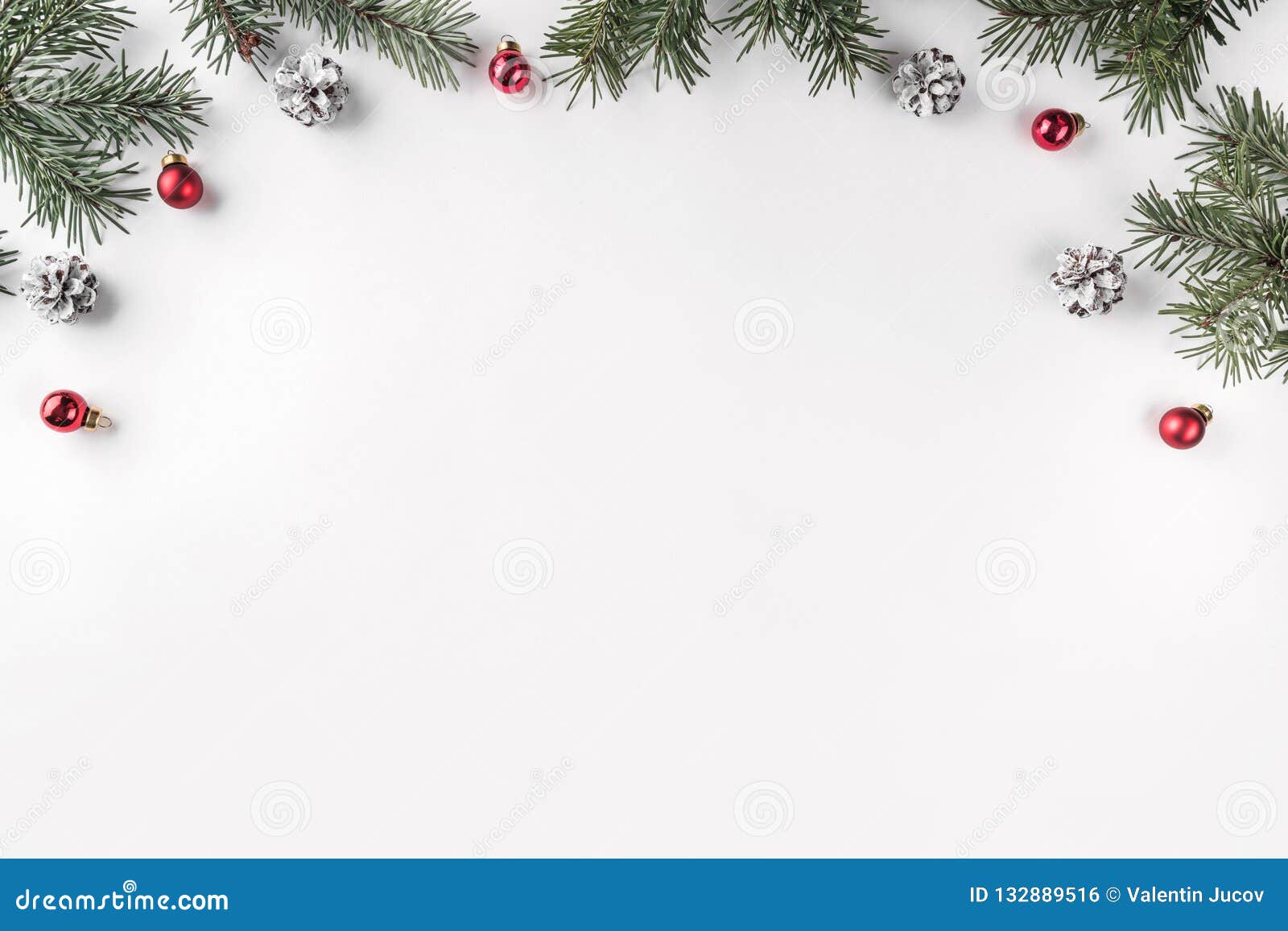 Creative Frame Made of Christmas Fir Branches on White Background with ...