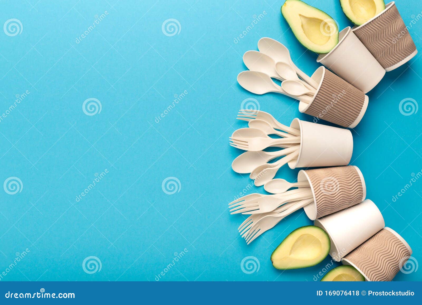 Bioplastic Great Alternative To Plastic Disposable Tableware Isolated