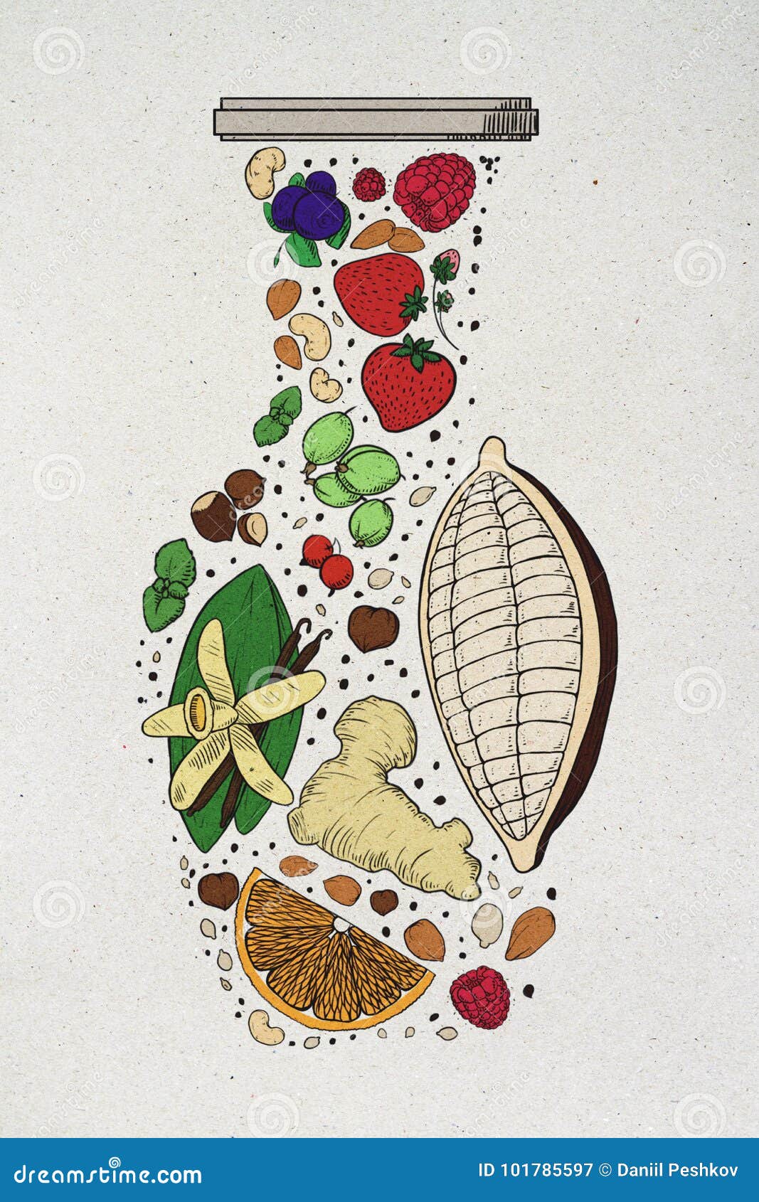 Creative fruit vase sketch stock illustration. Illustration of berries 101785597