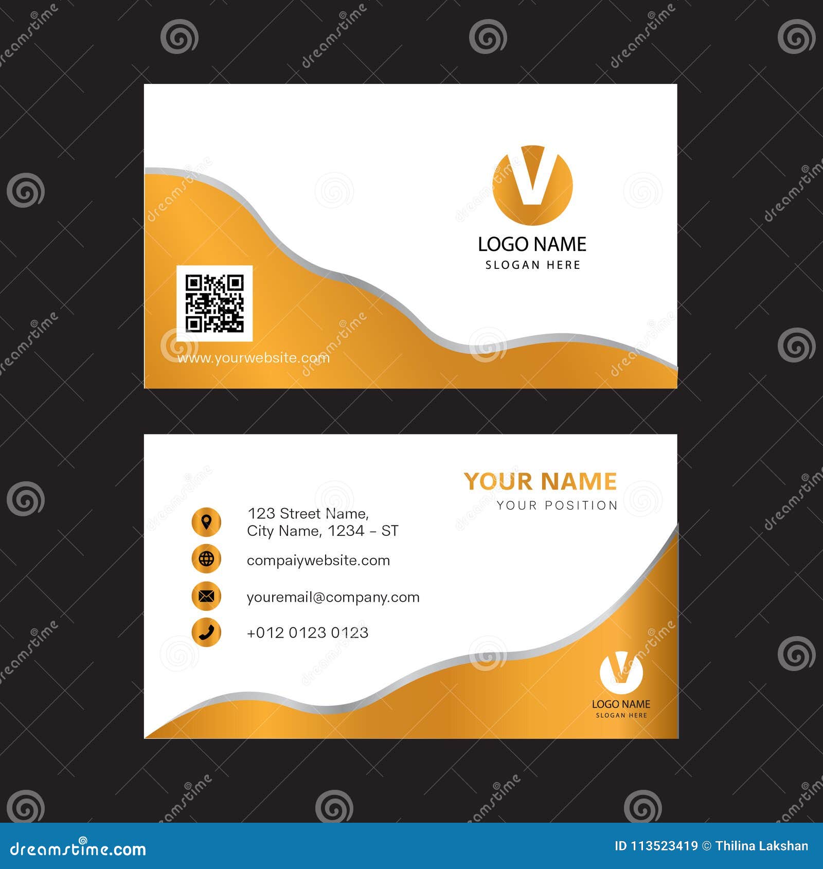Creative Gold Color Business Card Design Stock Vector Illustration Of Print Color