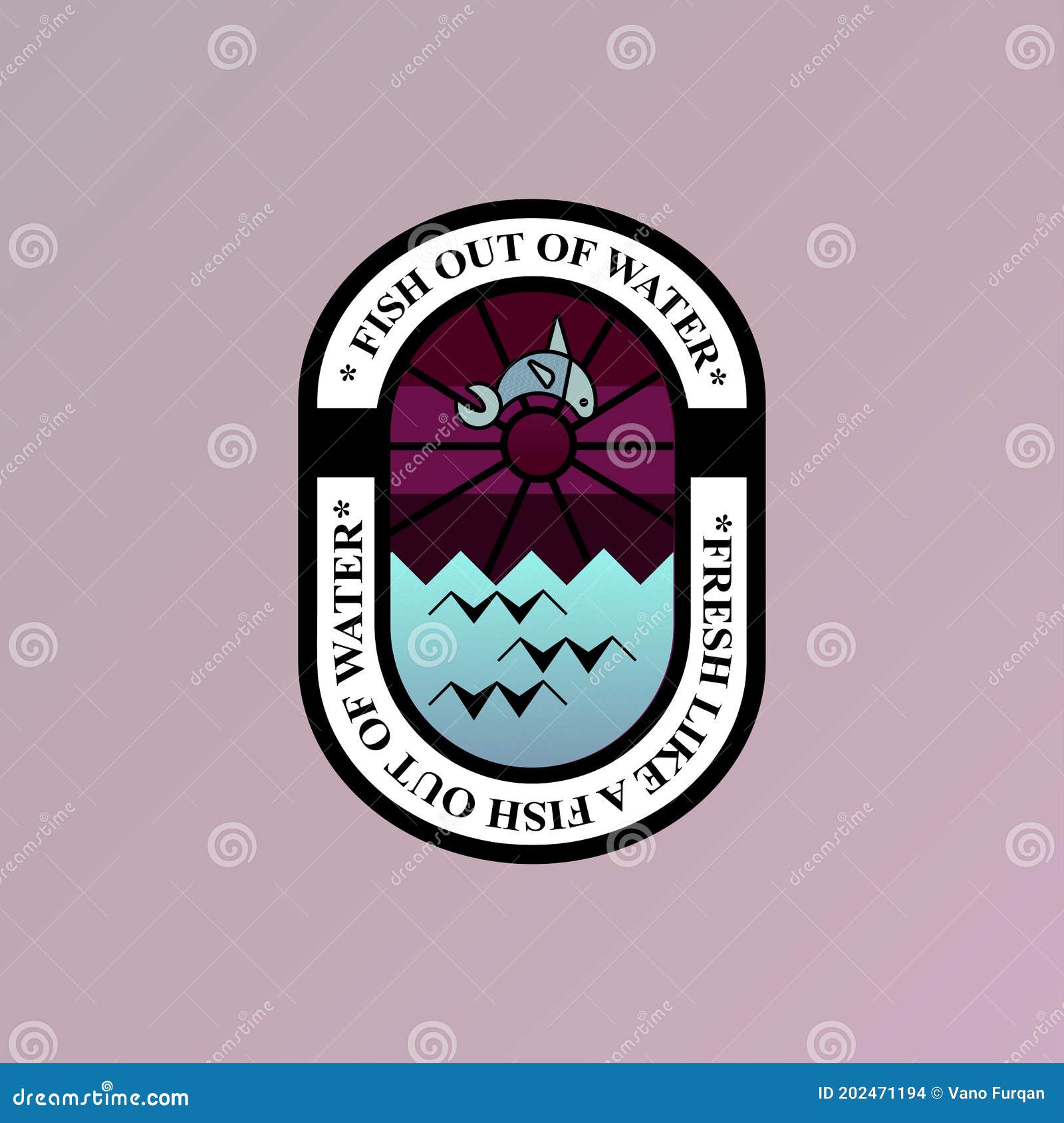 Ancient Fish Jumping Out of Water Logo Design Stock Vector