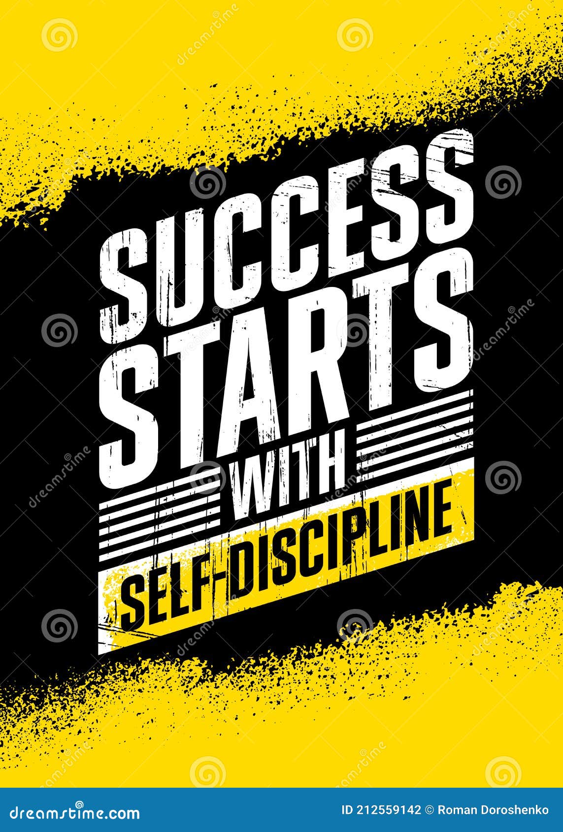 Success Starts with Self-discipline. Strong Workout Gym Motivation Quote  Banner on Rough Grunge Background Stock Vector - Illustration of quote,  banner: 212559142