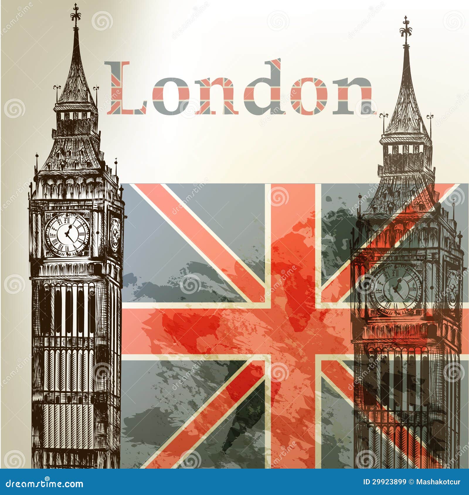 Art Vector Conceptual Background With London Big Ben And Englis
