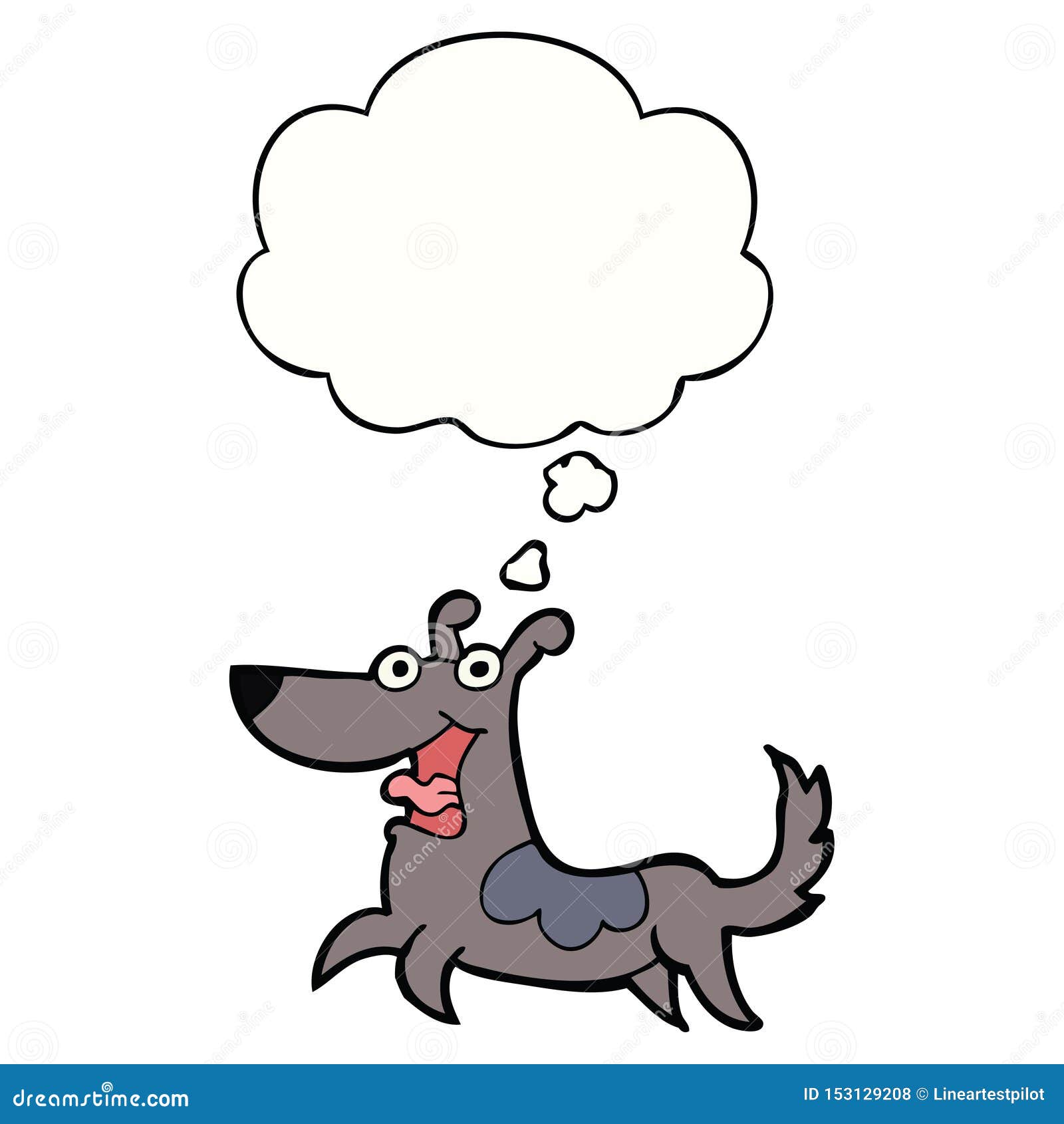A Creative Happy Dog Cartoon and Thought Bubble Stock Vector