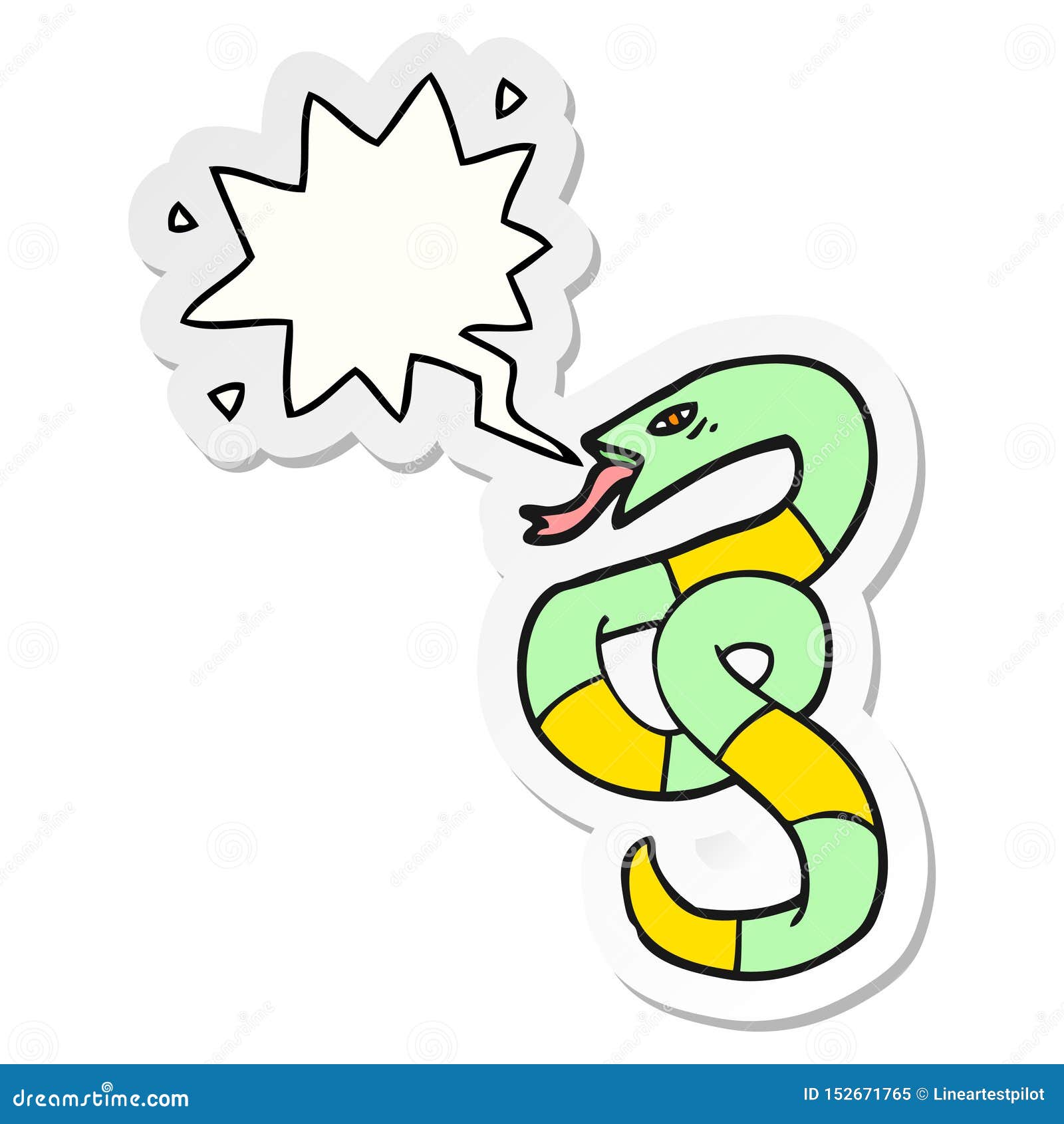 A Creative Hissing Cartoon Snake and Speech Bubble Sticker Stock Vector -  Illustration of cartoon, serpent: 152671765