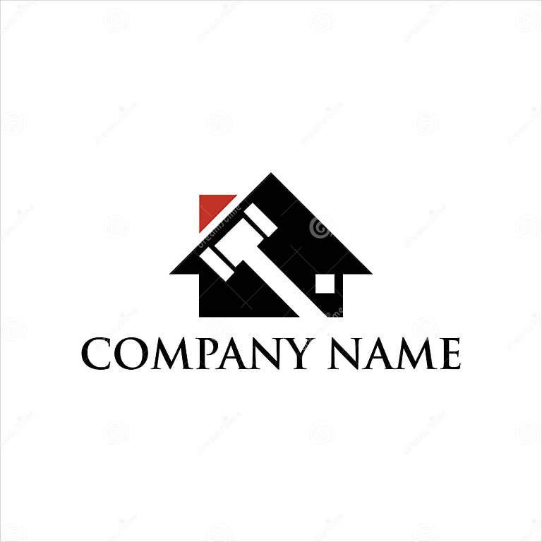 Creative Home Construction Concept Logo Design Template Stock Vector