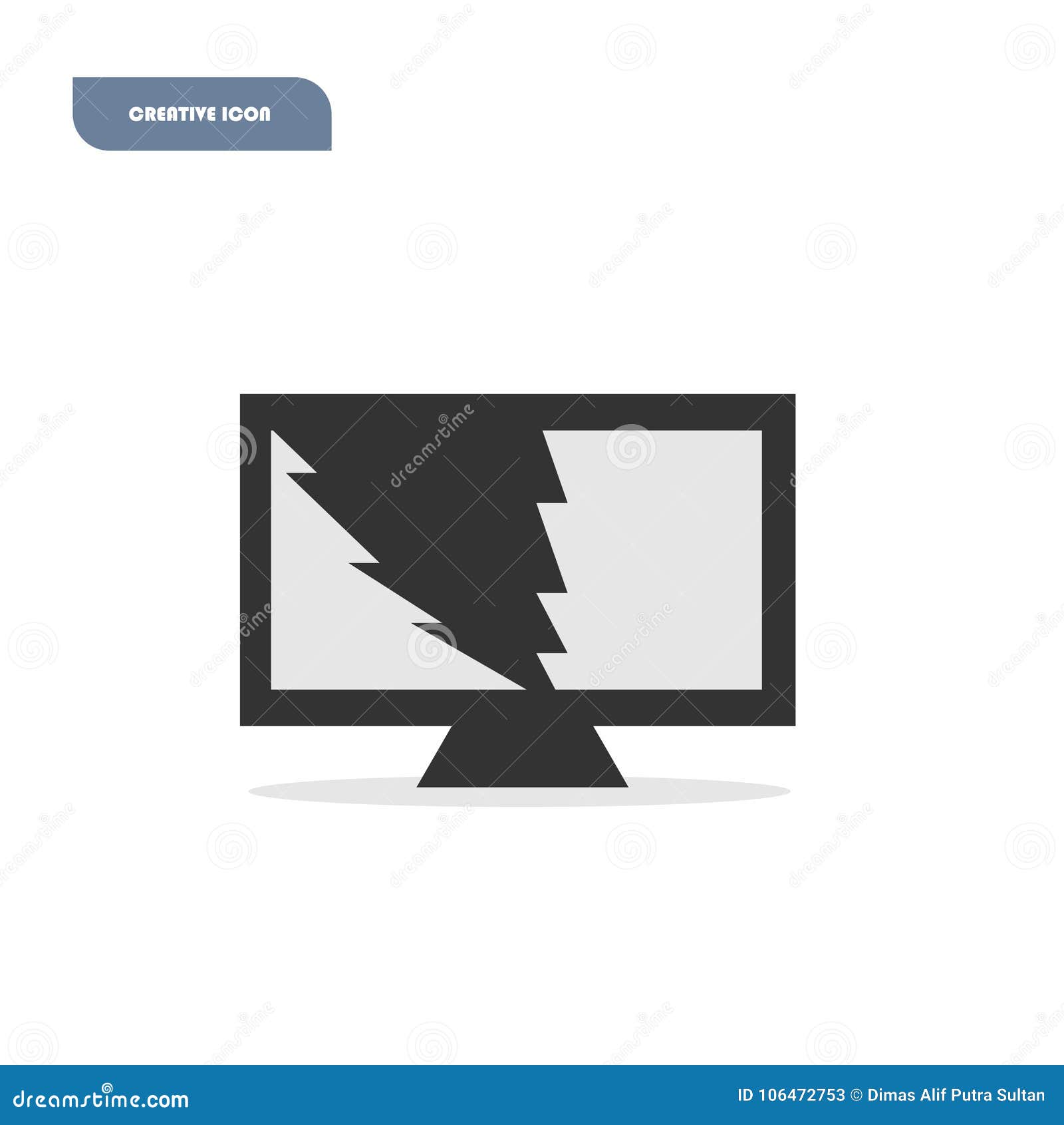 Creative Icon Design of Broken Monitor Object Stock Vector ...