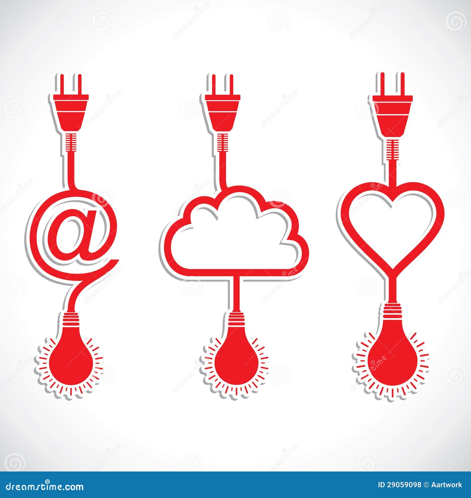 creative icon  of heart and cloud with plug