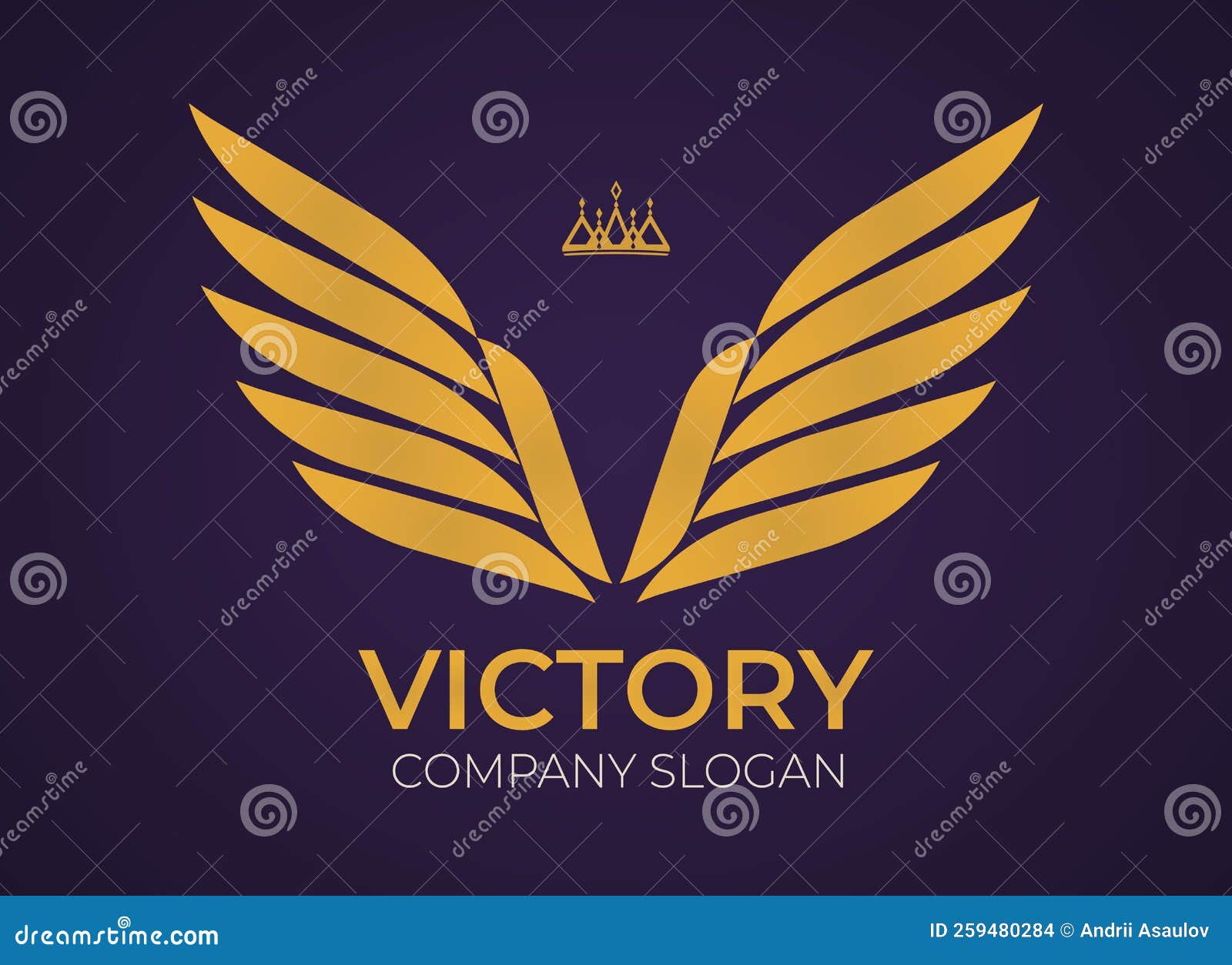 Luxury royal wing letter lv crest gold color logo Vector Image