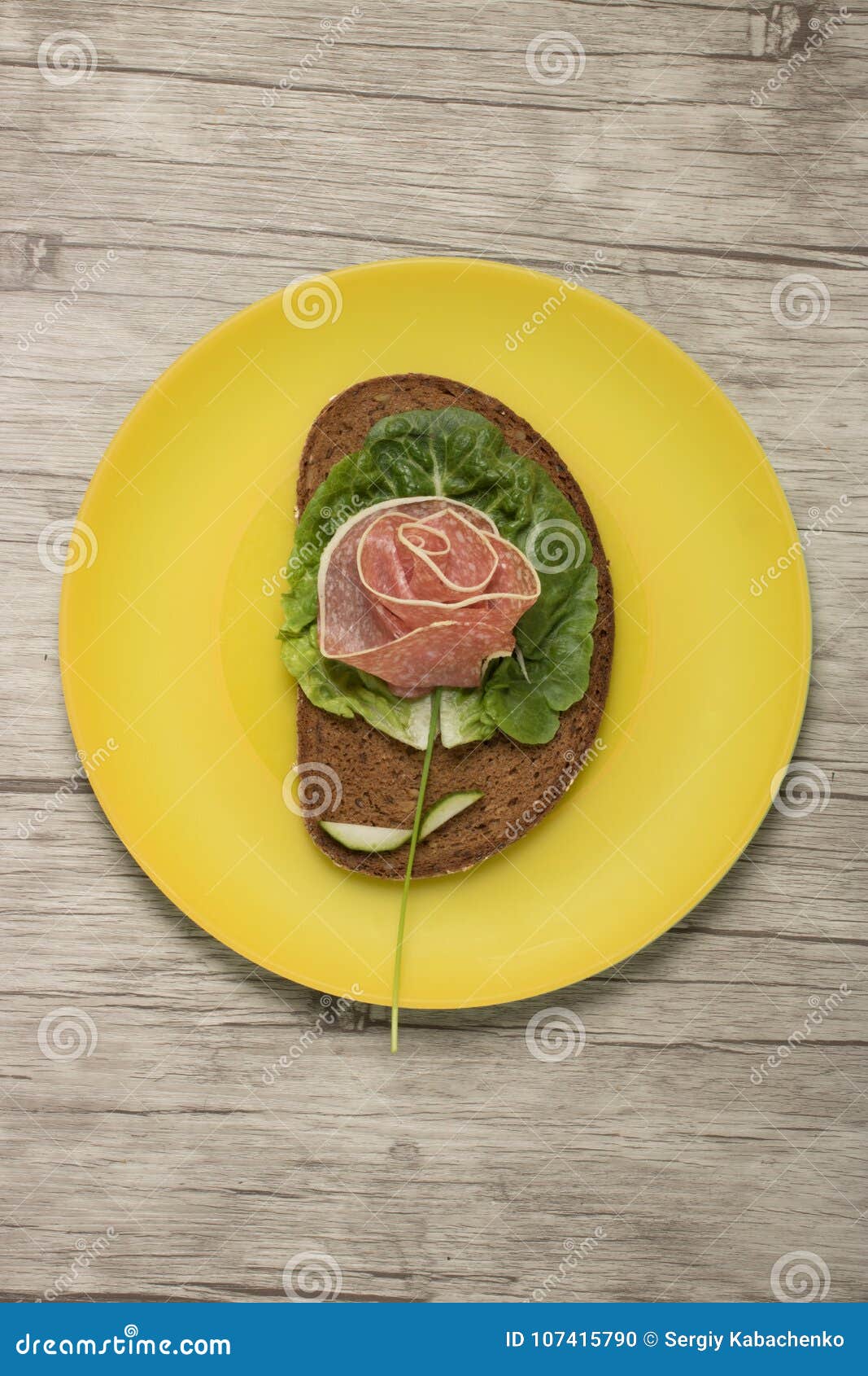 Creative Idea for Sandwich with Simple Food Ingredients Stock Photo