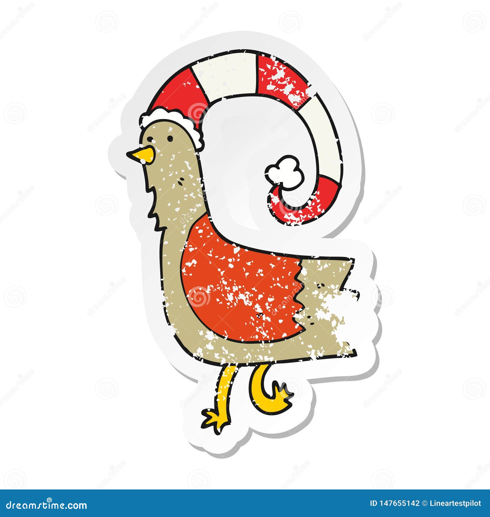 Download Distressed Sticker Of A Cartoon Chicken In Funny Christmas ...