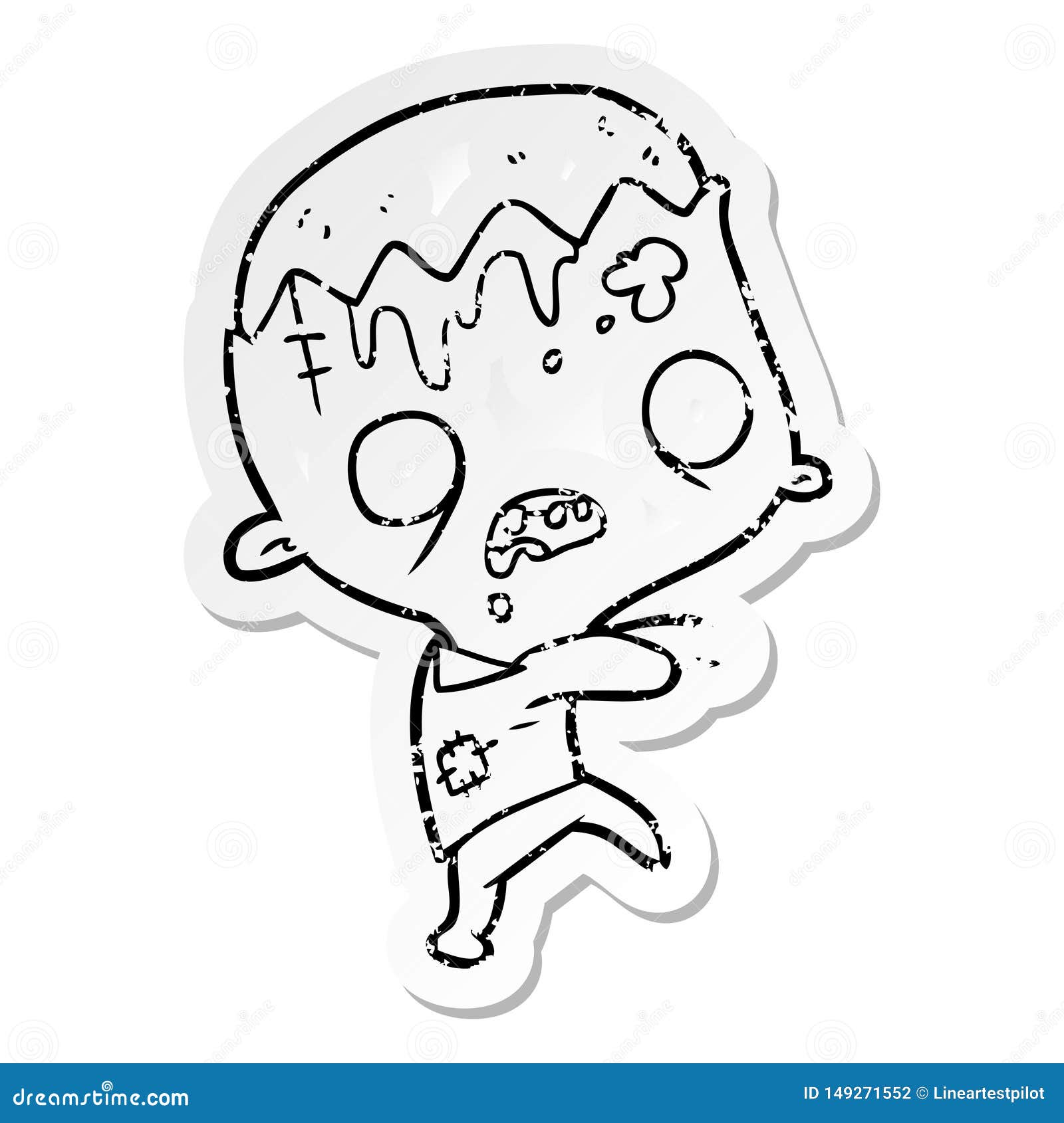 Halloween drawing Zombie. Coloring template. Undead revenant. Stock  Illustration | Adobe Stock