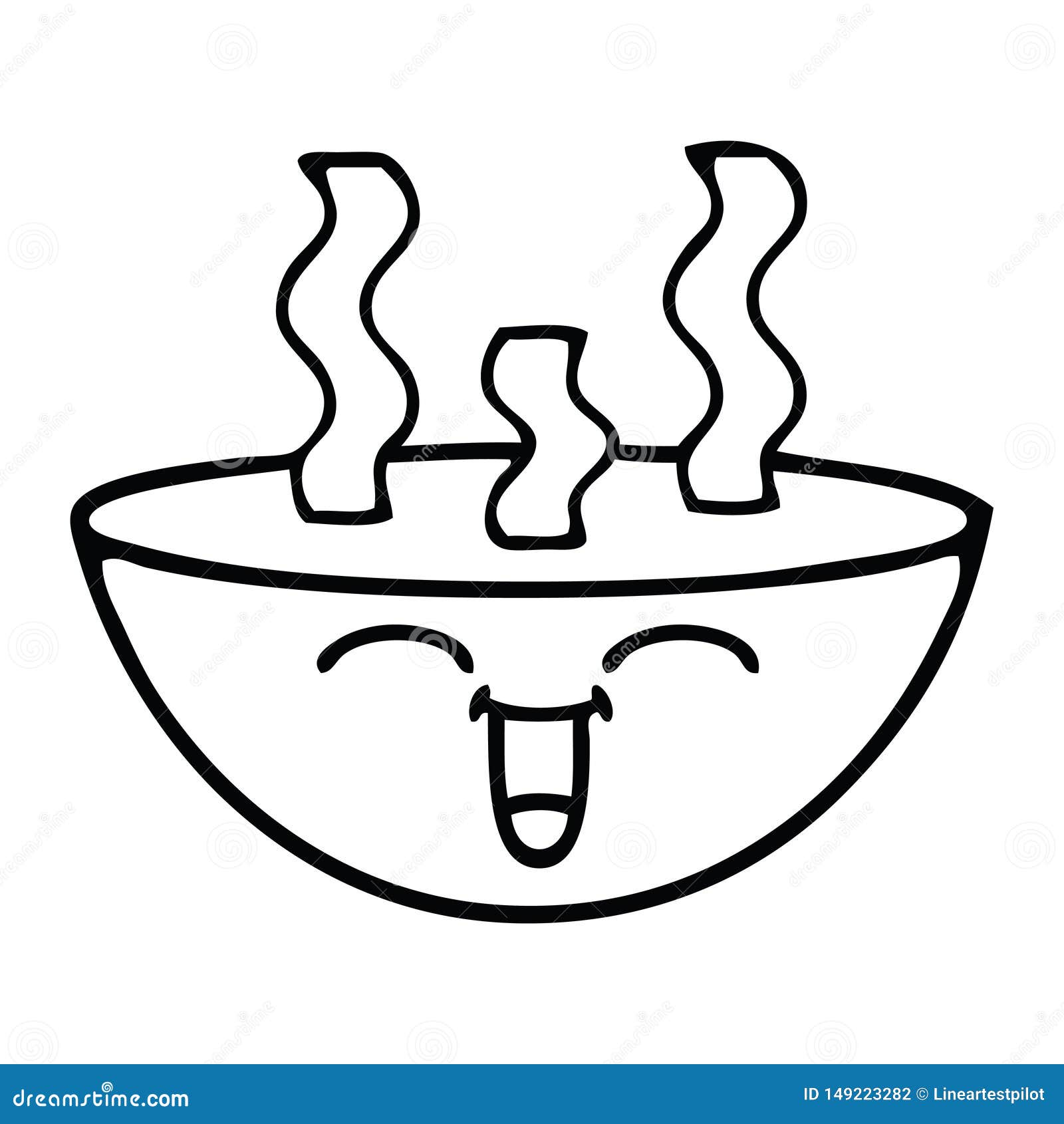 Line Drawing Cartoon Bowl of Hot Soup Stock Vector - Illustration of ...