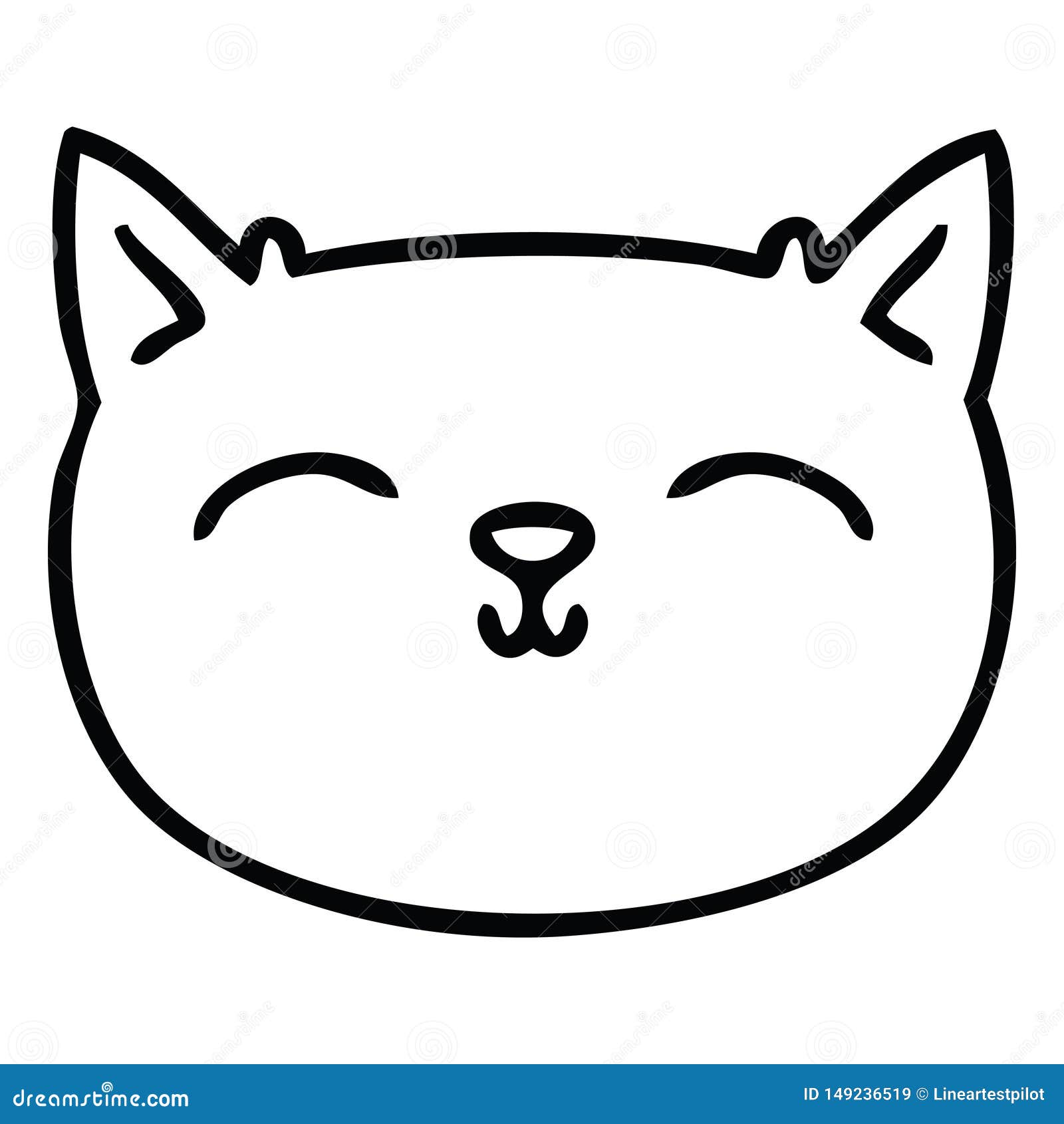 Quirky Line Drawing Cartoon Cat Face Stock Vector