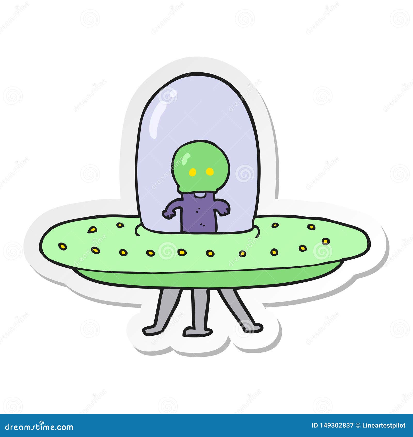 Sticker Of A Cartoon Flying Saucer Stock Vector - Illustration of retro