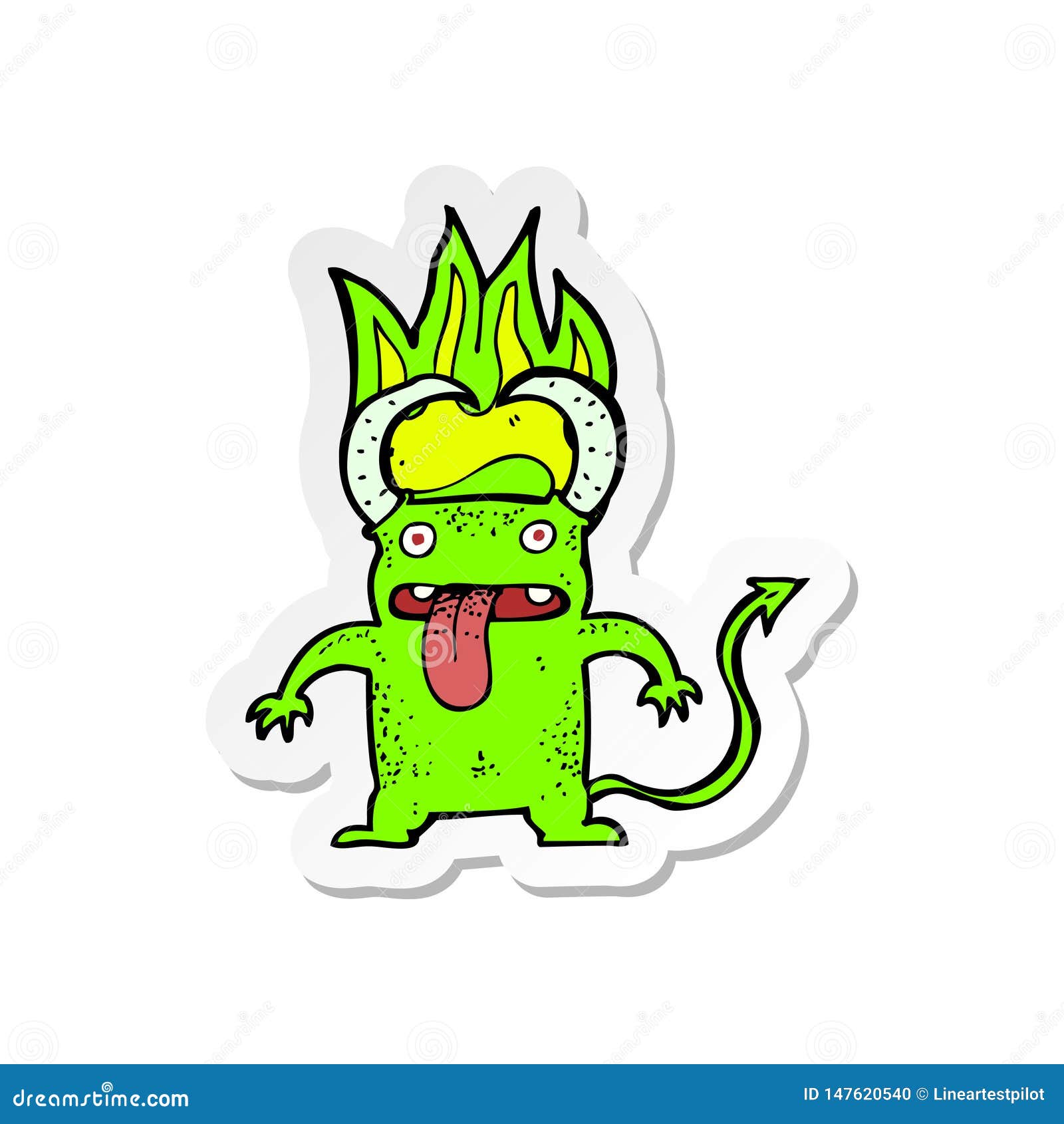 Sticker of a Cartoon Little Devil Stock Vector Illustration of