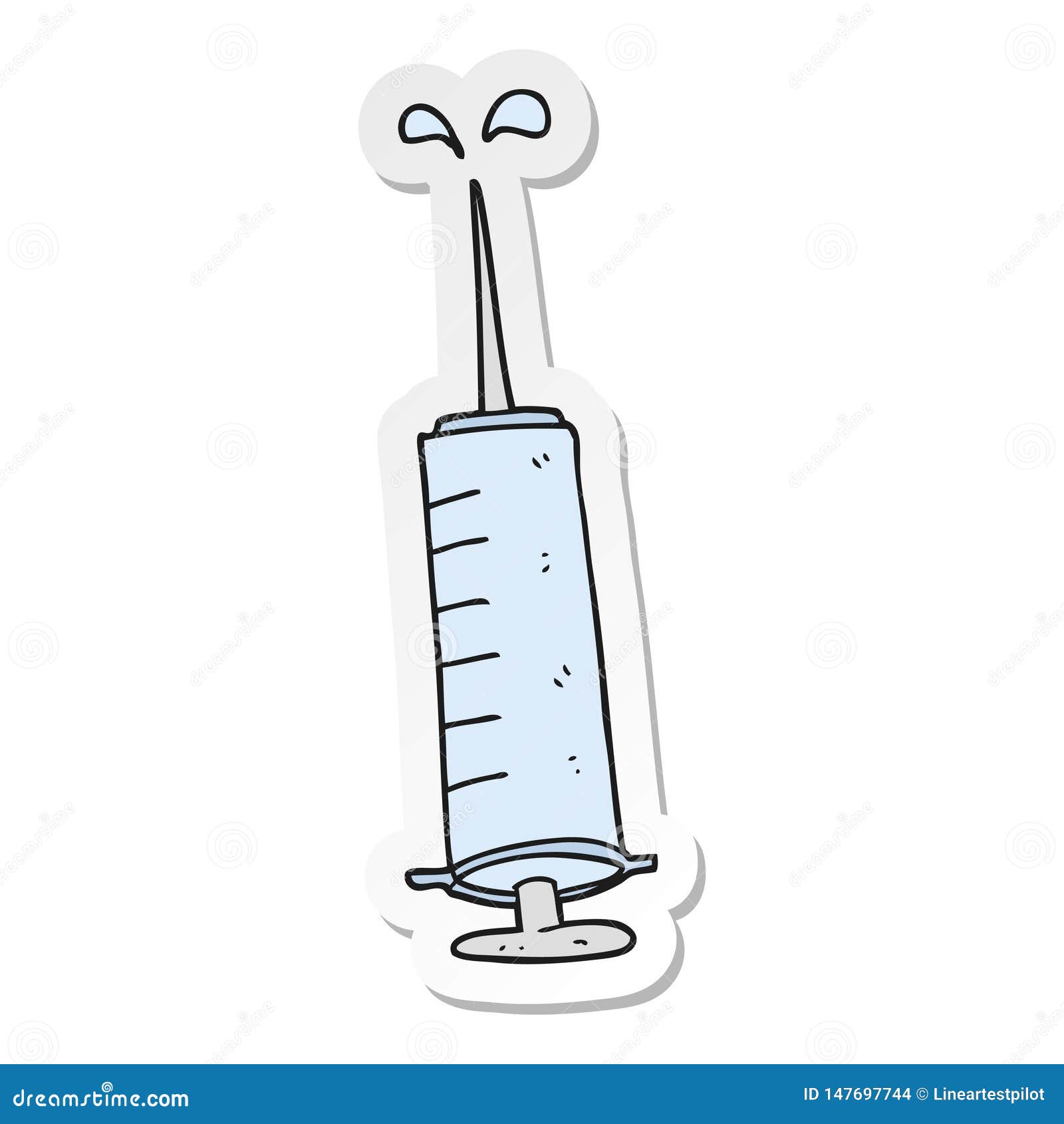 Sticker of a Cartoon Medical Needle Stock Vector - Illustration of