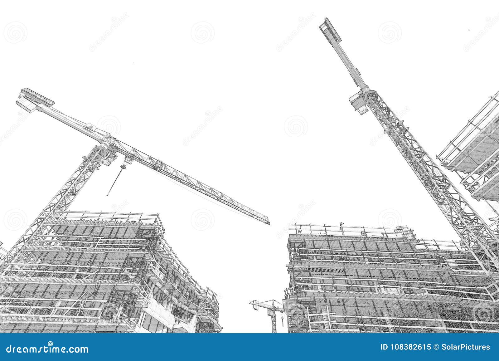 City Building Construction Site Crane Drawing Canvas Print  Canvas Art by  Frank Ramspott  Pixels Canvas Prints