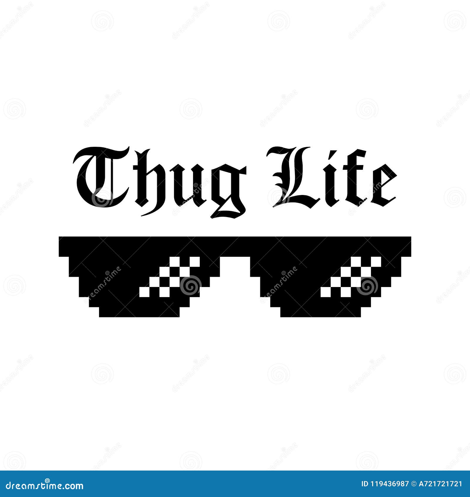 Creative Illustration Of Pixel Glasses Of Thug Life Meme Isolated On