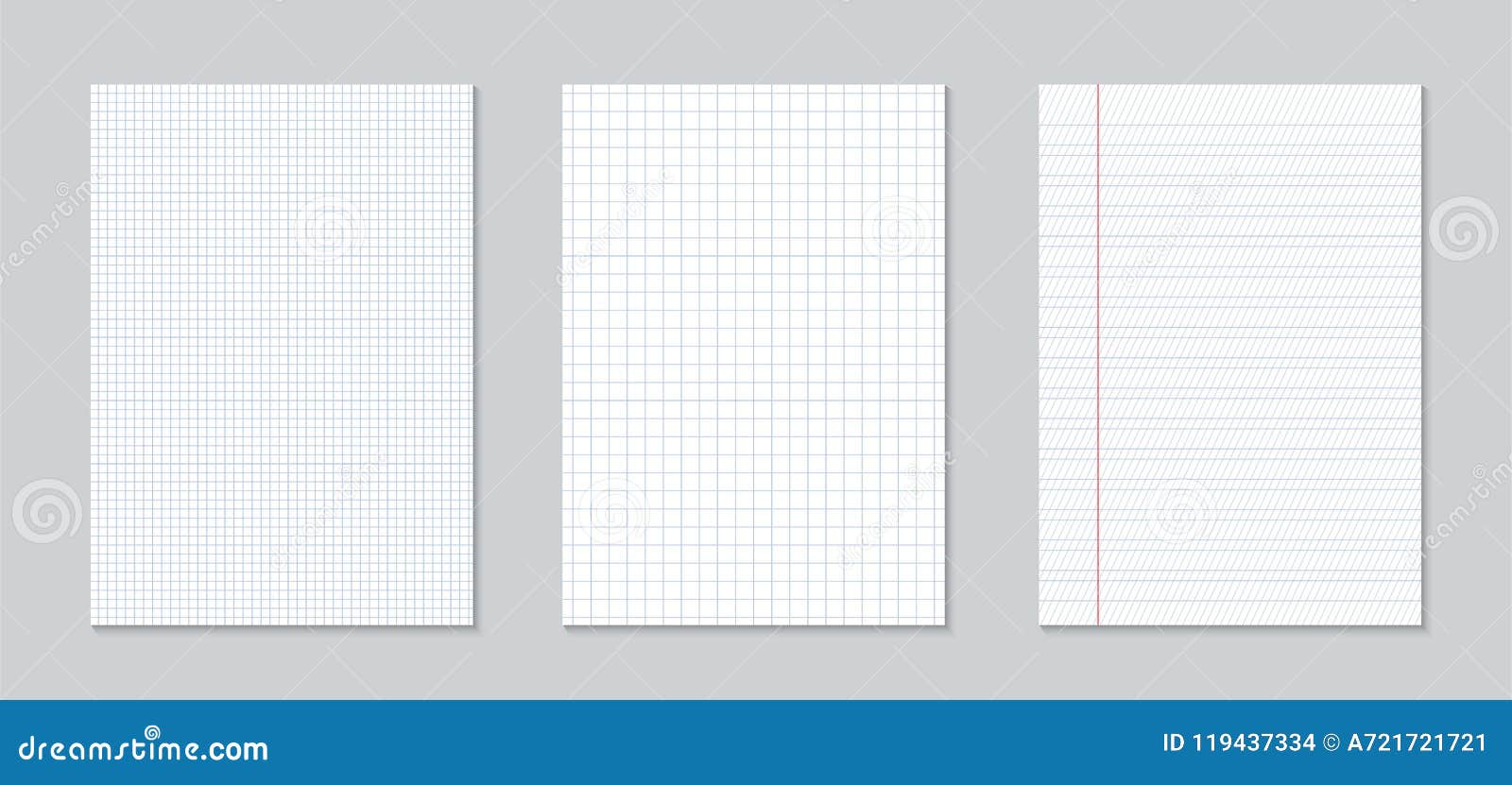 creative illustration of realistic square lined paper blank sheets set