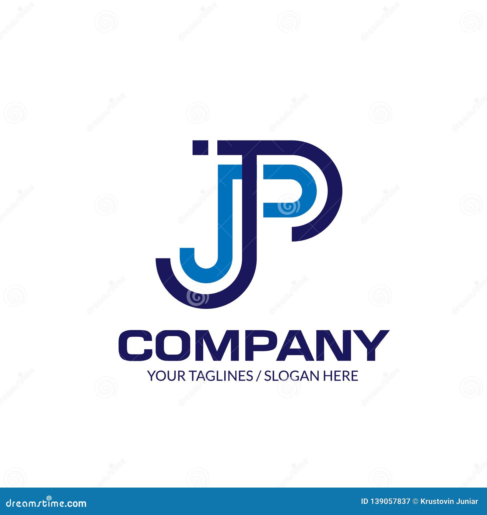 Initial Letter JP Linear Logo Stock Vector Illustration of modern