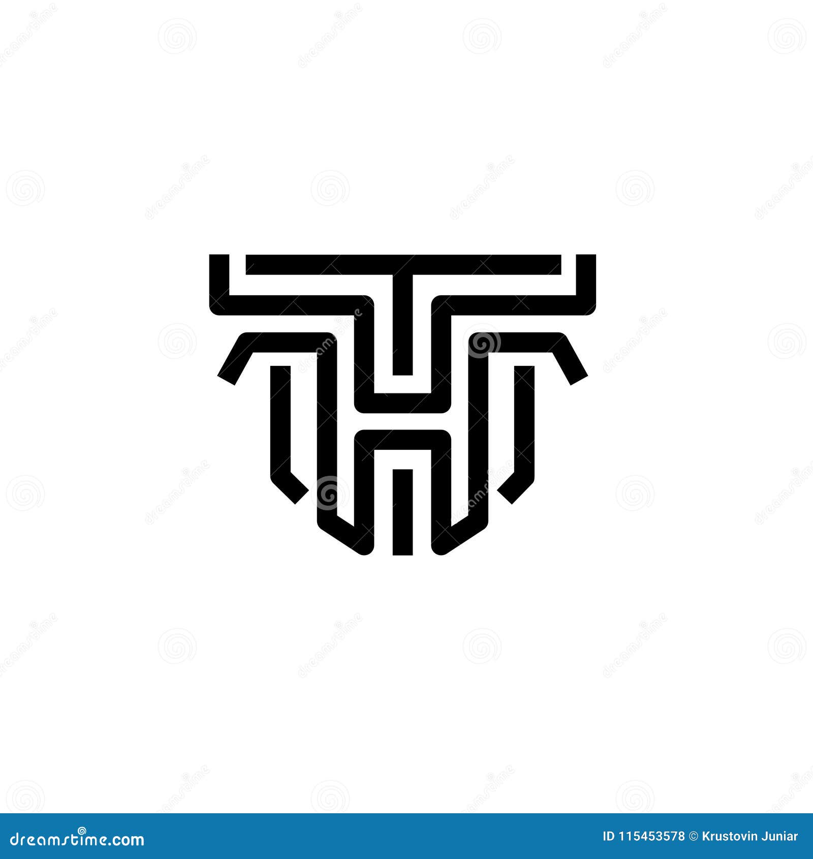 creative initials ht logo thin lines concept