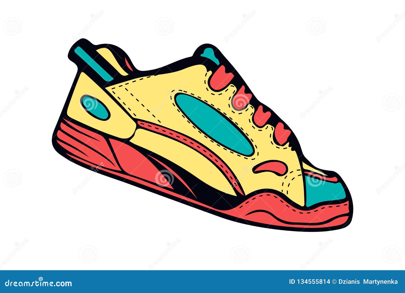 Creative Isolated Illustration of Sneakers Running, Walking, Shoes ...