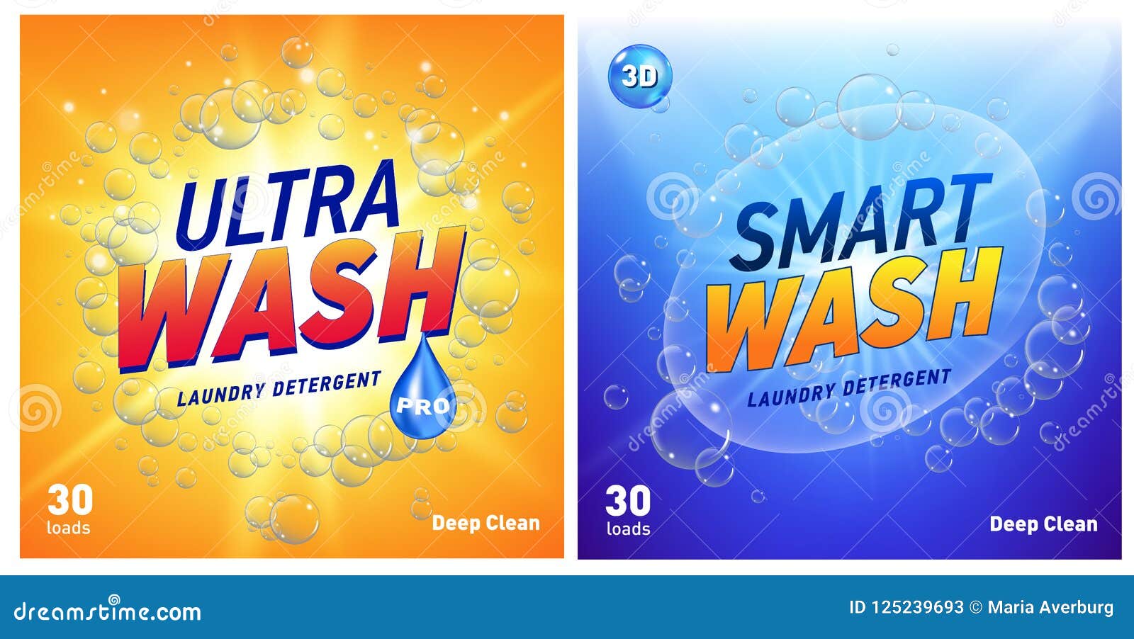 Creative Laundry Detergent Concept Packaging Design Template Set Stock