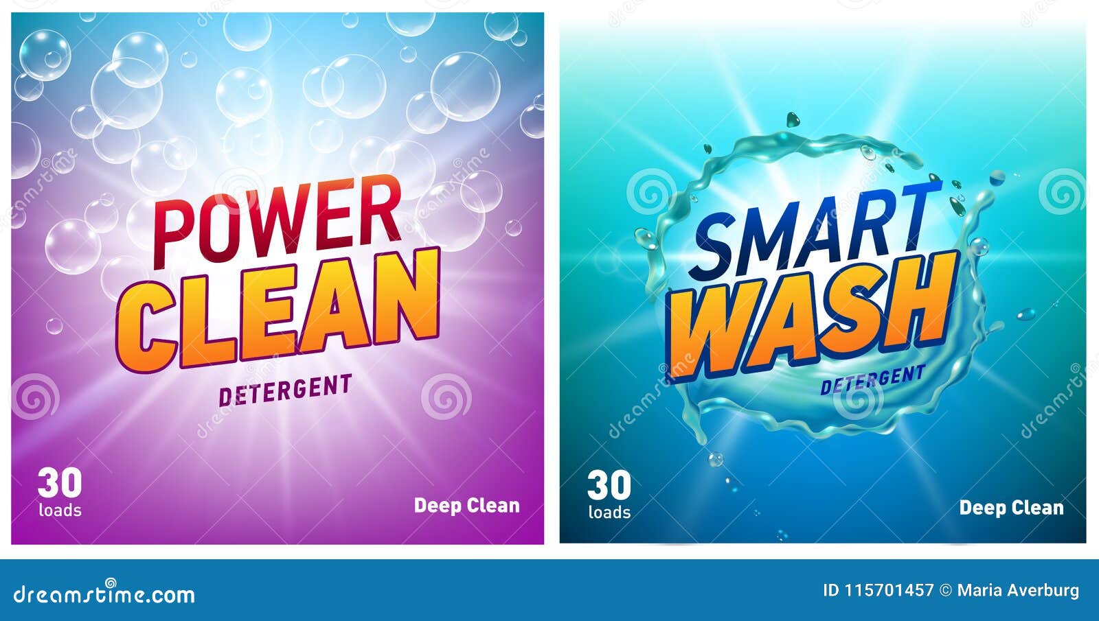 Creative Laundry Detergent Concept Packaging Design Template Set Stock