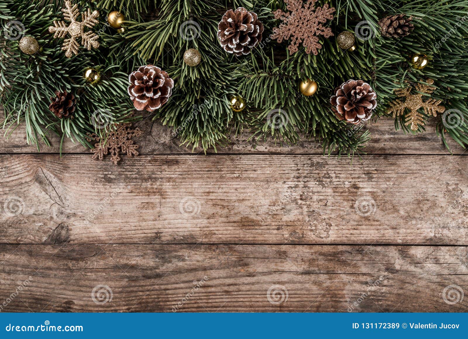 Creative Layout Frame Made Of Christmas Fir Branches, Pine Cones And ...