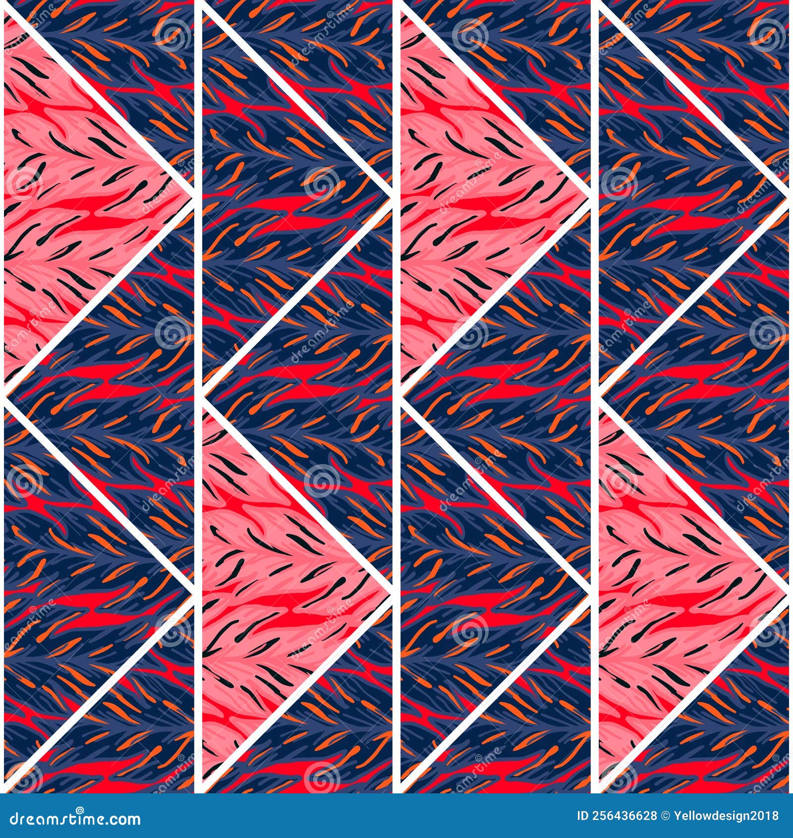 Creative Leaves Shape Mosaic Seamless Pattern. Geometric Botanical