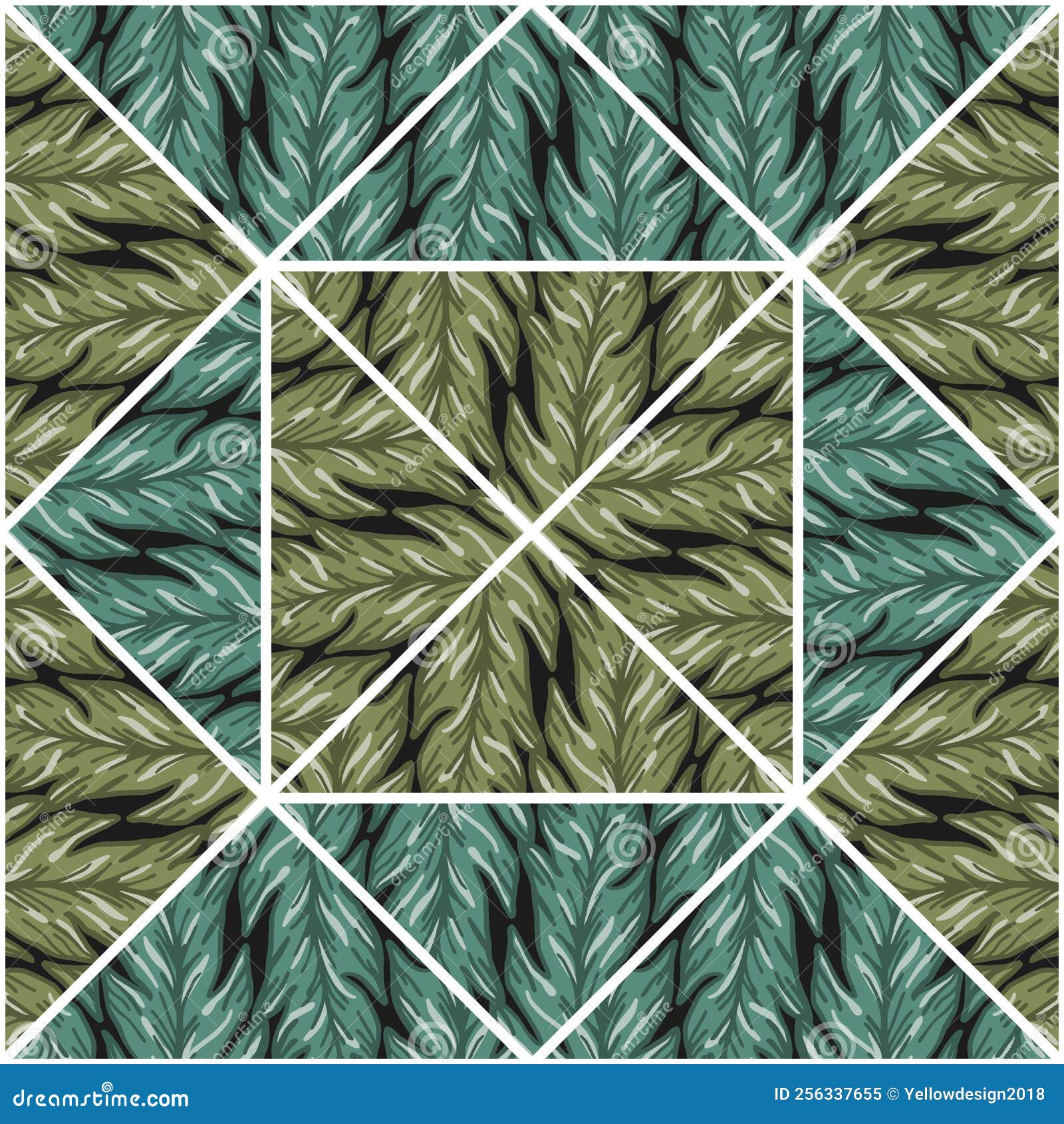 Creative Leaves Shape Mosaic Seamless Pattern. Geometric Botanical