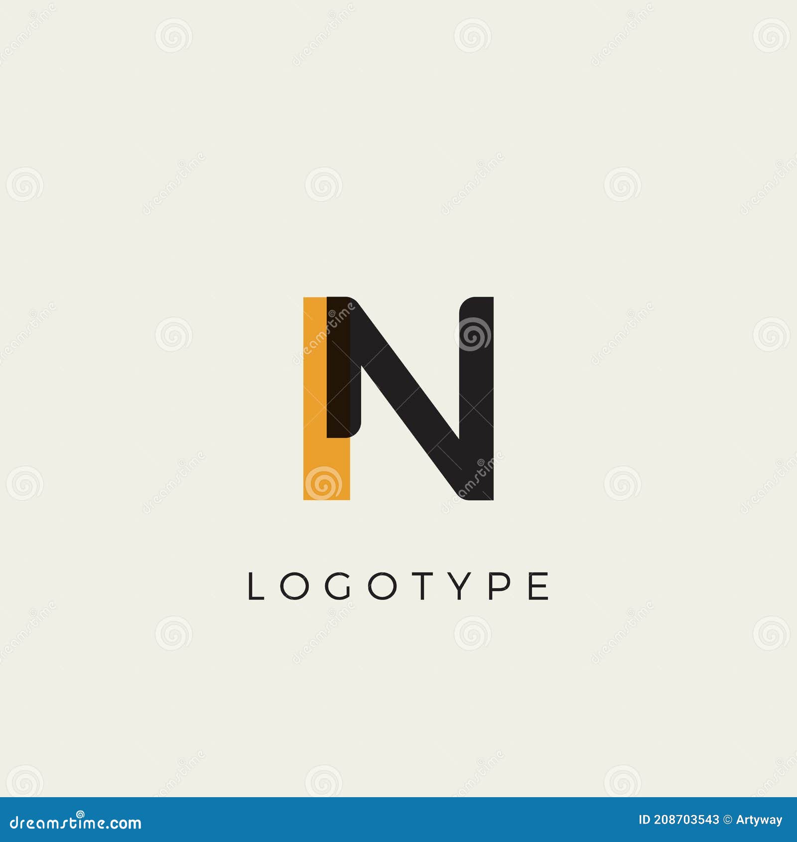 creative letter n for logo and monogram. minimal artistic style letter with yellow spot for education, festive and party