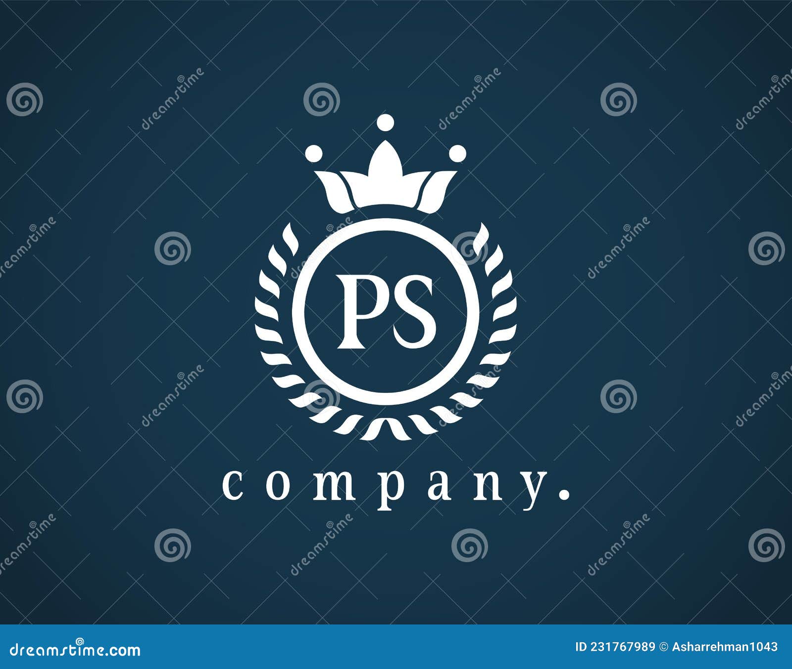 Initial letter P & S PS luxury art vector mark logo, gold color on black  background. Stock Vector