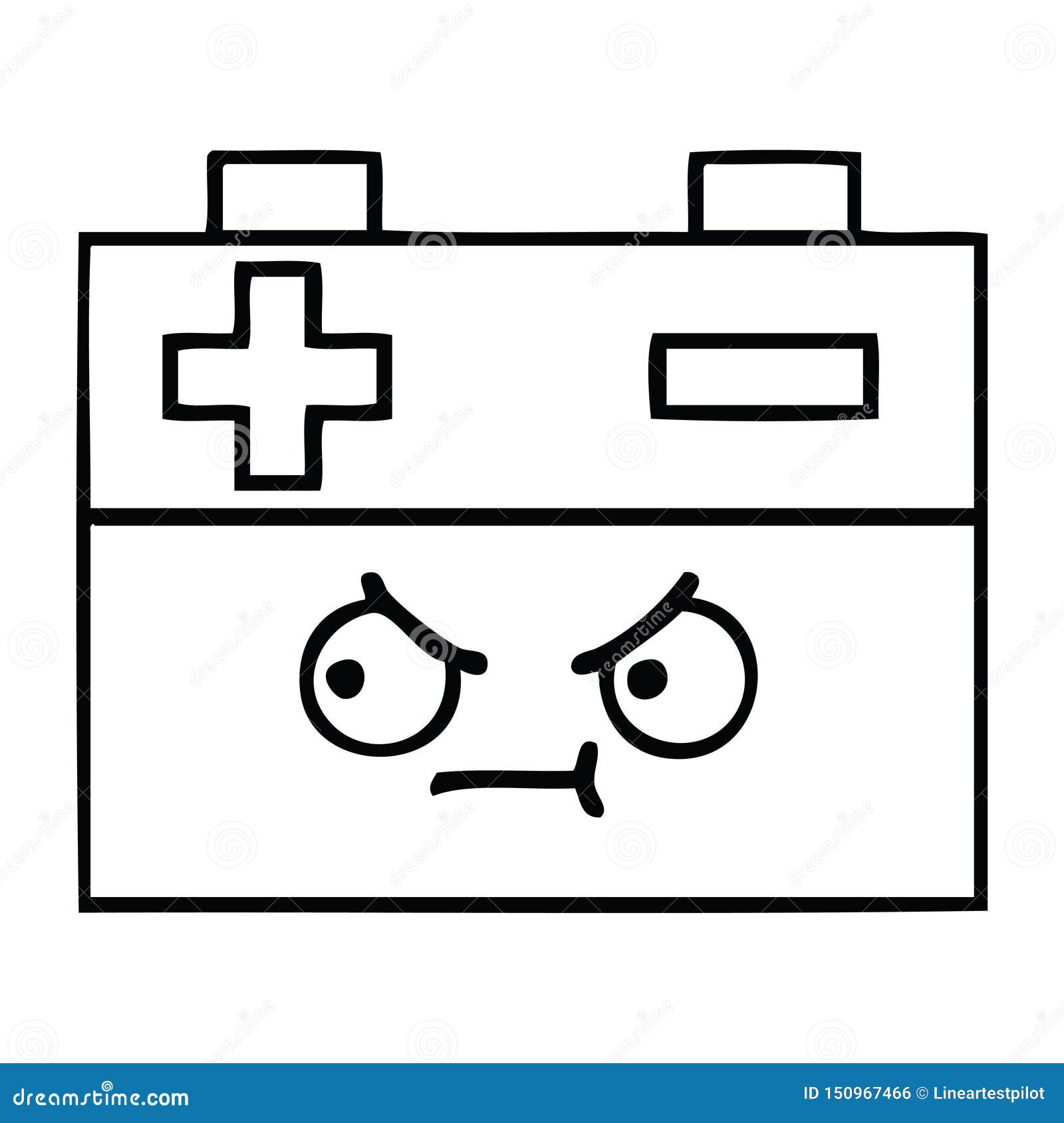 A Creative Line Drawing Cartoon Car Battery Stock Vector Illustration