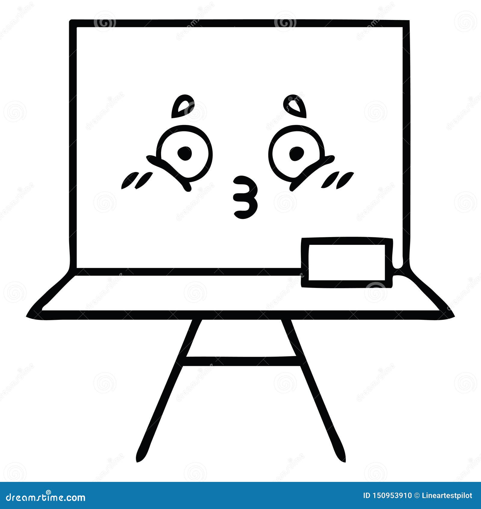 A Creative Line Drawing Cartoon Chalkboard Stock Vector Illustration