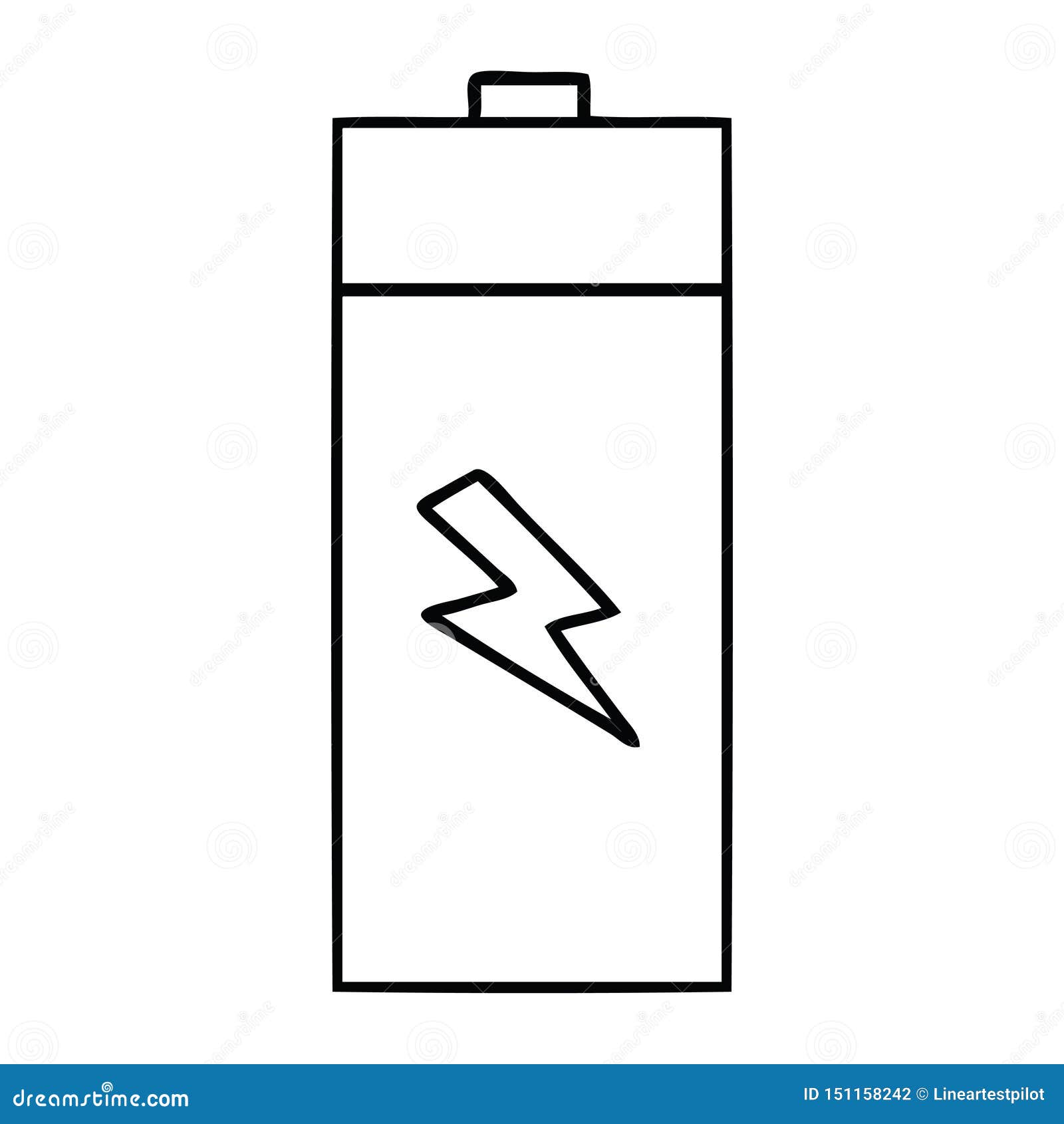 A Creative Line Drawing Cartoon Electrical Battery Stock Vector -  Illustration of clipart, quirky: 151158242