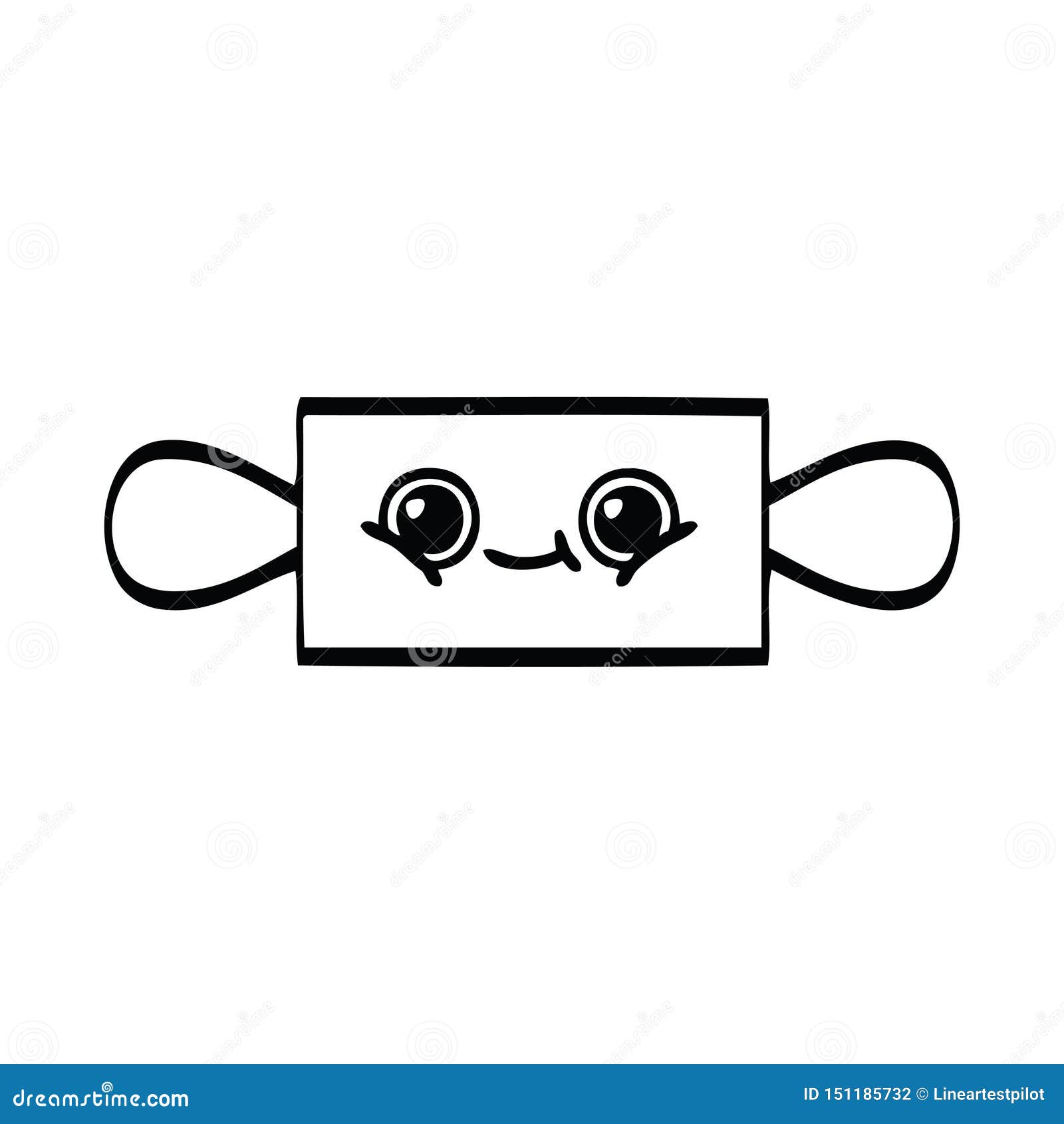 A Creative Line Drawing Cartoon Rolling Pin Stock Vector - Illustration