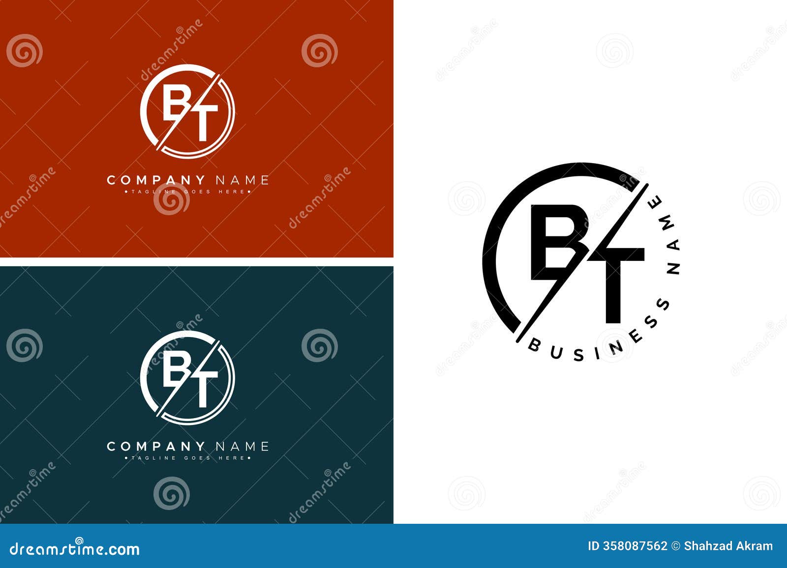 creative logo for initials bt in monogram style -  template for initial letter b and t