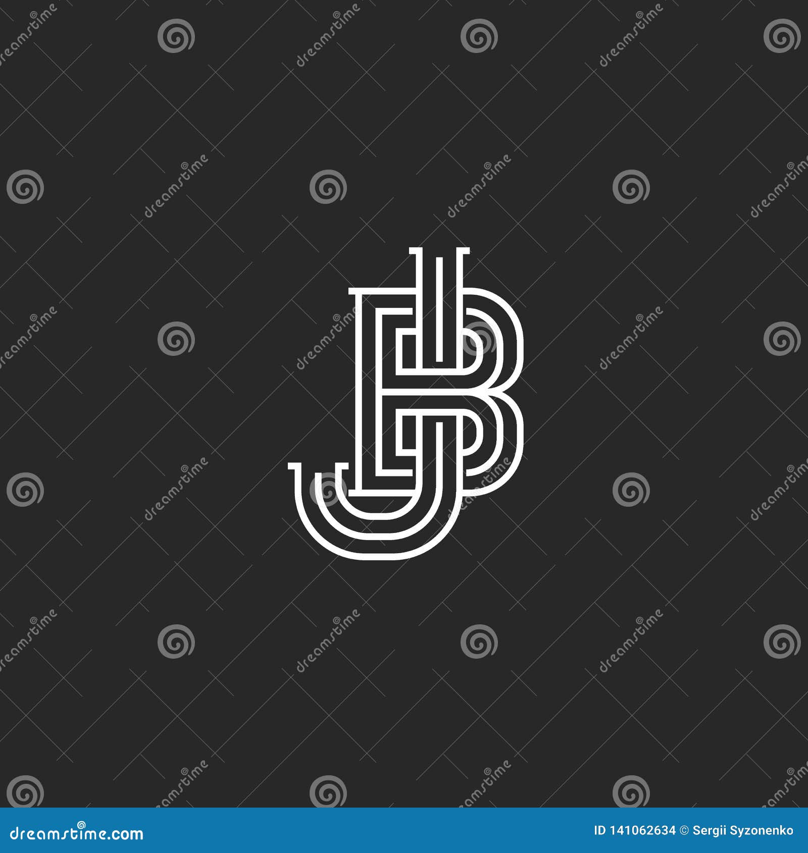 creative logo jb or bj initials logo monogram, thin lines two letters together j and b combination