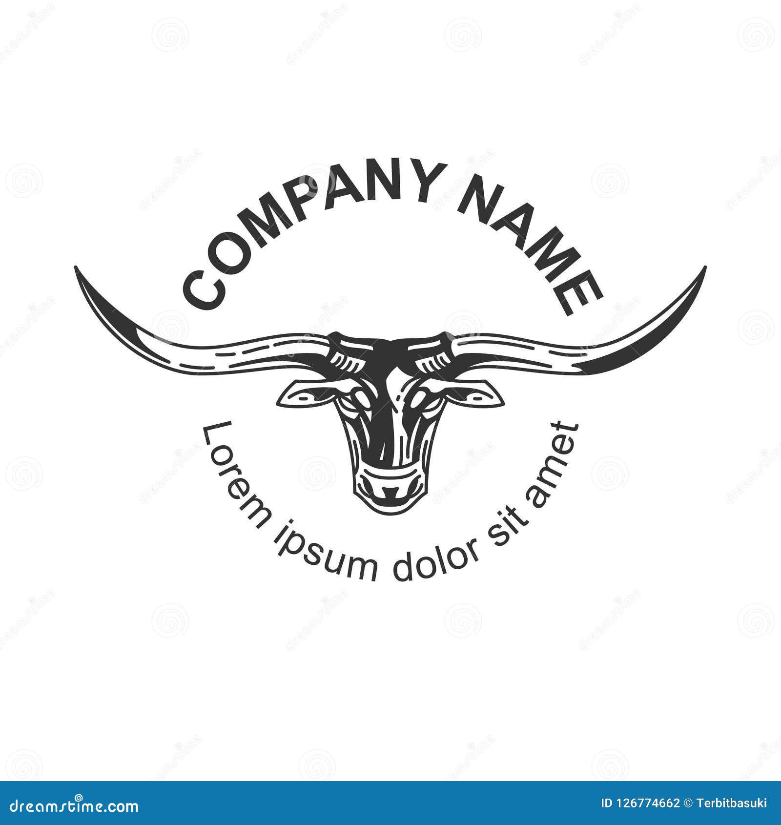 Creative Long Horn Bull Logo Mascot Vector Illustration CartoonDealer