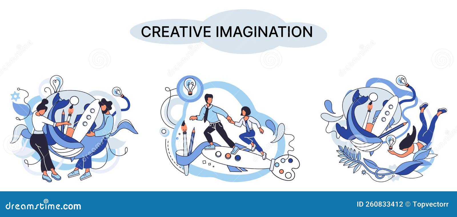 Creative Mind, Imagination or Brainstorm or Originative Idea Concept. Phantasy Flow and