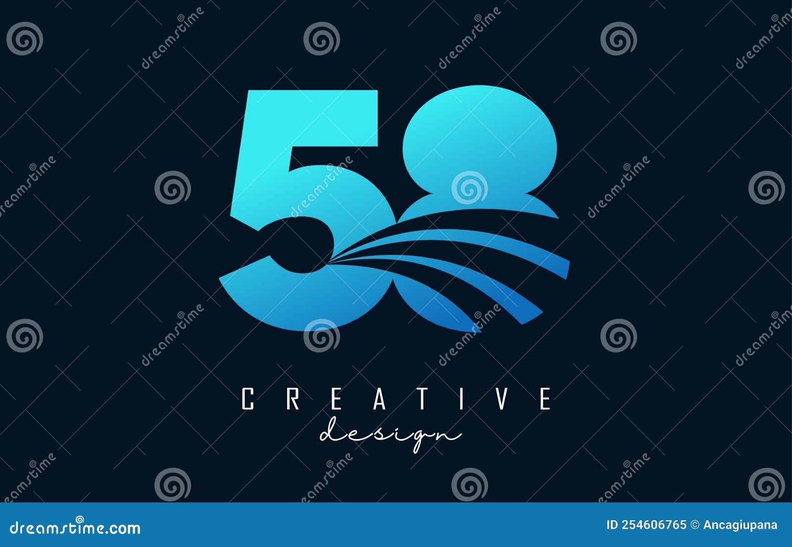 Creative Number 58 5 8 Logo With Leading Lines And Road Concept Design